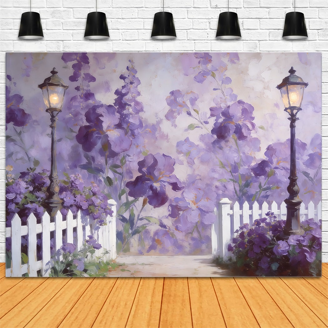 Floral Garden Backdrop Lantern Lavender Blossom Pathway Floral Backdrop Photoshoot CSH61-120