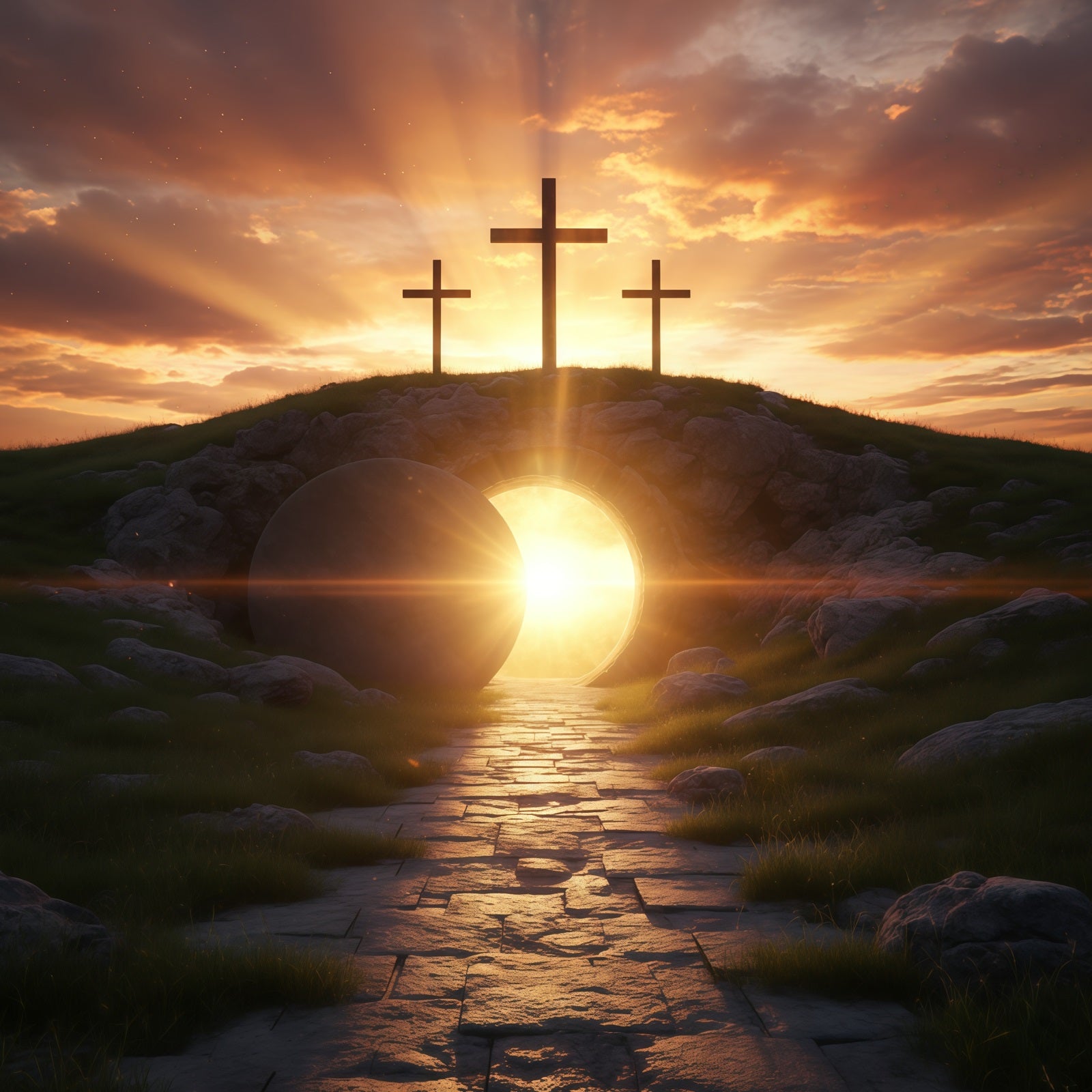 Easter Church Backdrop Resurrection Sunrise Empty Tomb Easter Backdrops CSH61-13