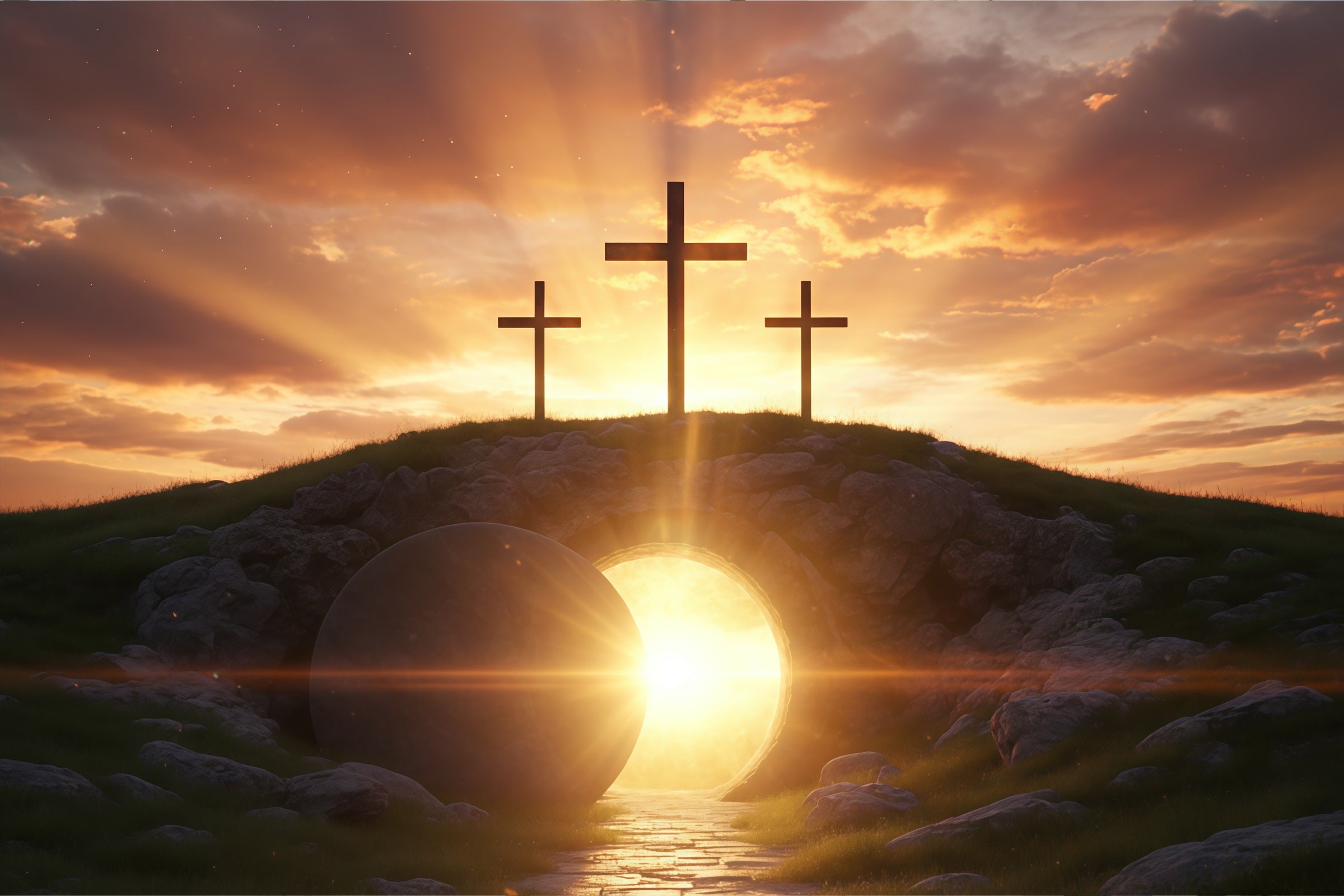 Easter Church Backdrop Resurrection Sunrise Empty Tomb Easter Backdrops CSH61-13