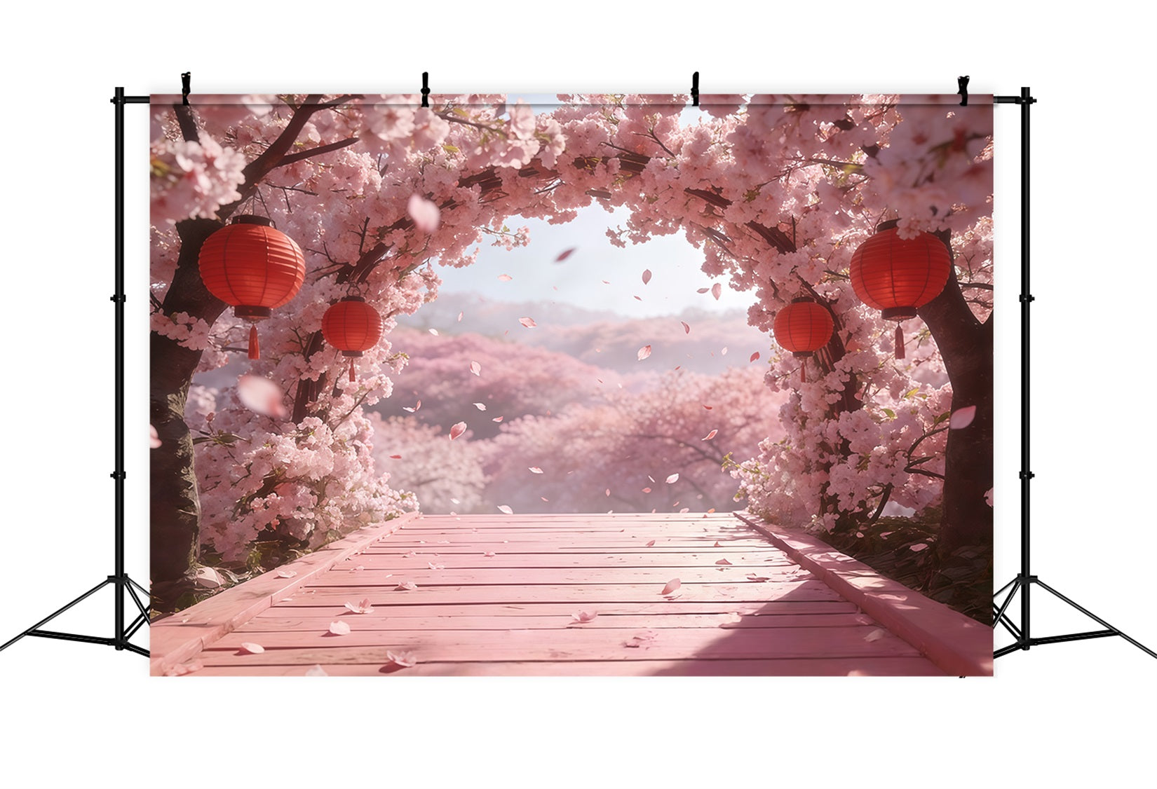Cherry Blossom Backdrop Ideas Pink Flowers Lantern Archway Floral Backdrop Photography CSH61-137