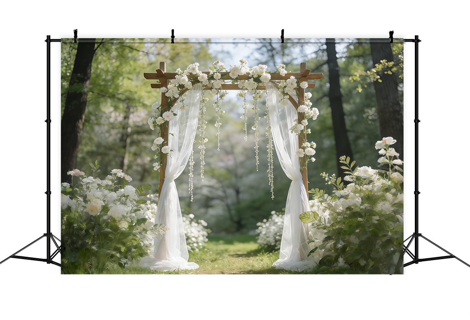 Spring Wedding Backdrop White Blossom Garden Archway Spring Backdrop Pictures CSH61-141