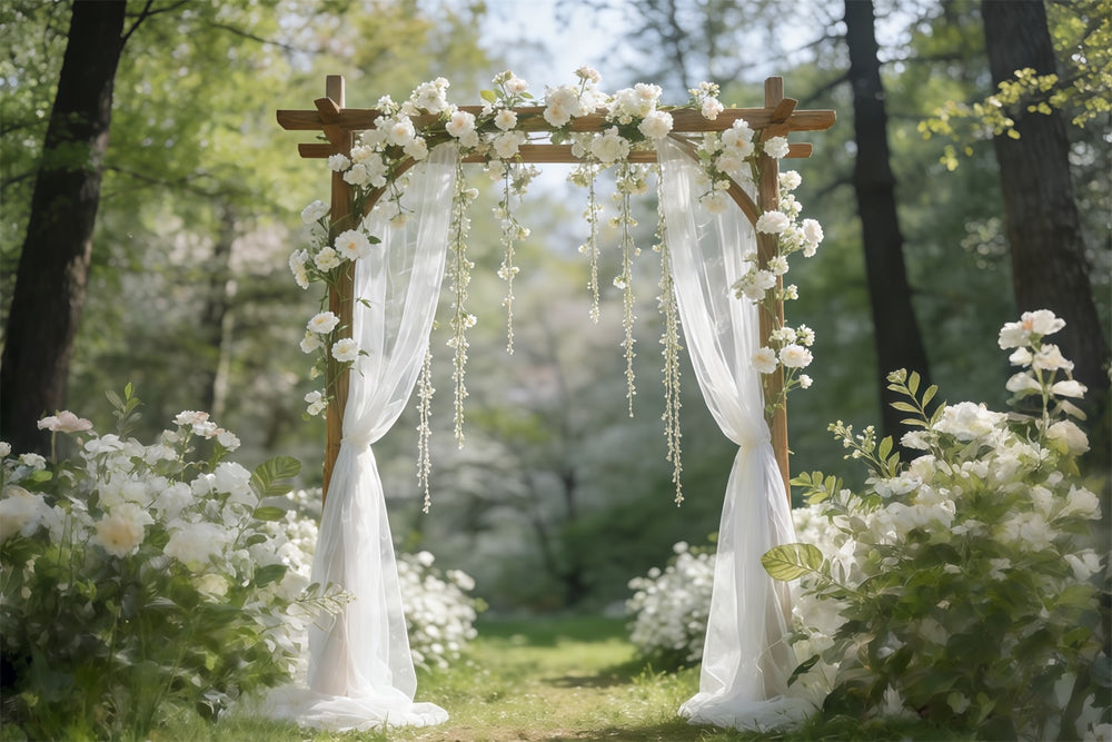Spring Wedding Backdrop White Blossom Garden Archway Spring Backdrop P
