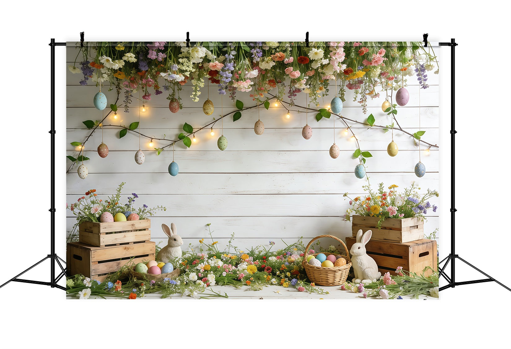 Easter Spring Backdrops Pastel Bunny Egg Garden Photography Spring Backdrops CSH61-144