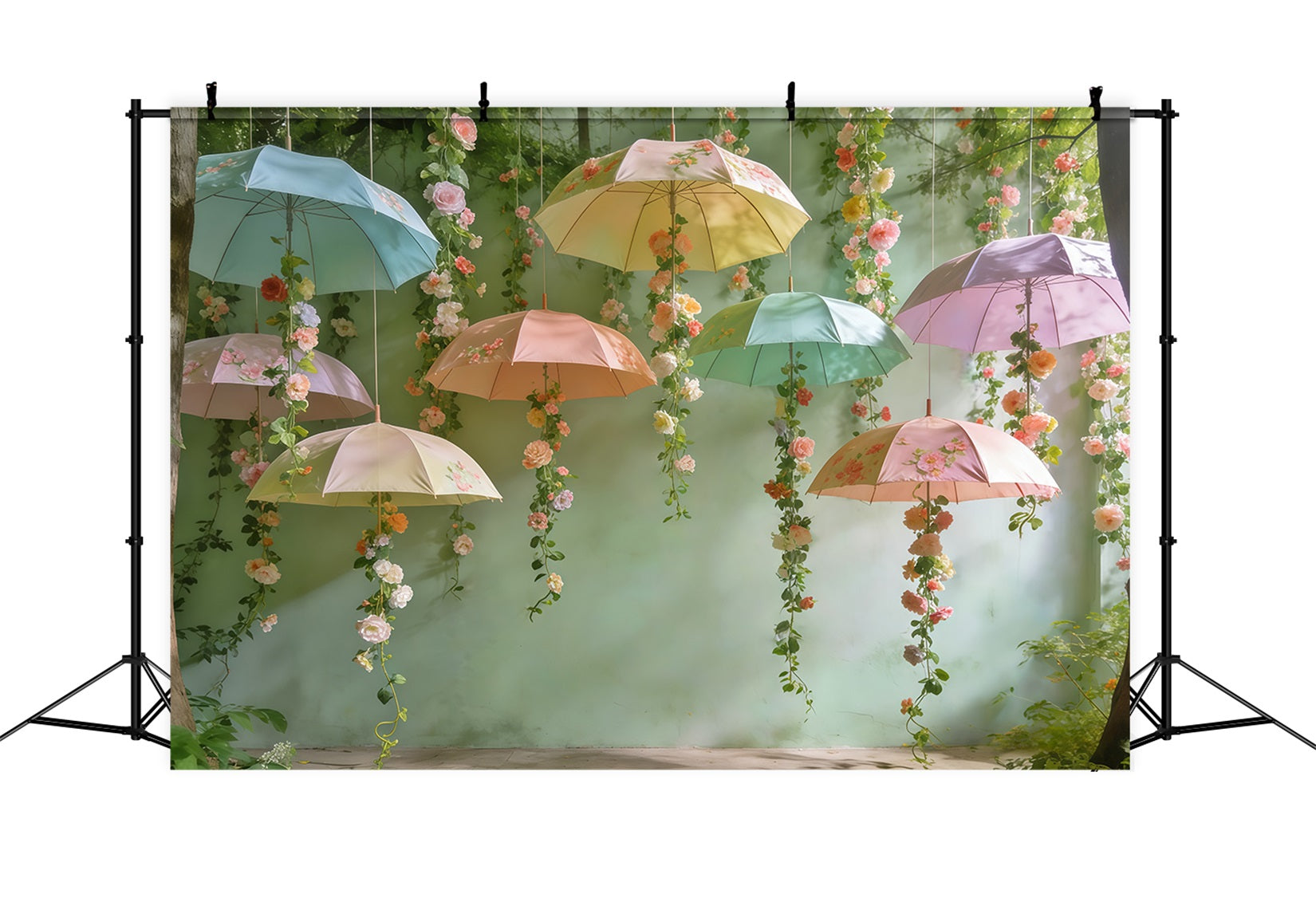 Spring Break Backdrop Hanging Umbrella Blossom Canopy Spring Backdrop CSH61-148