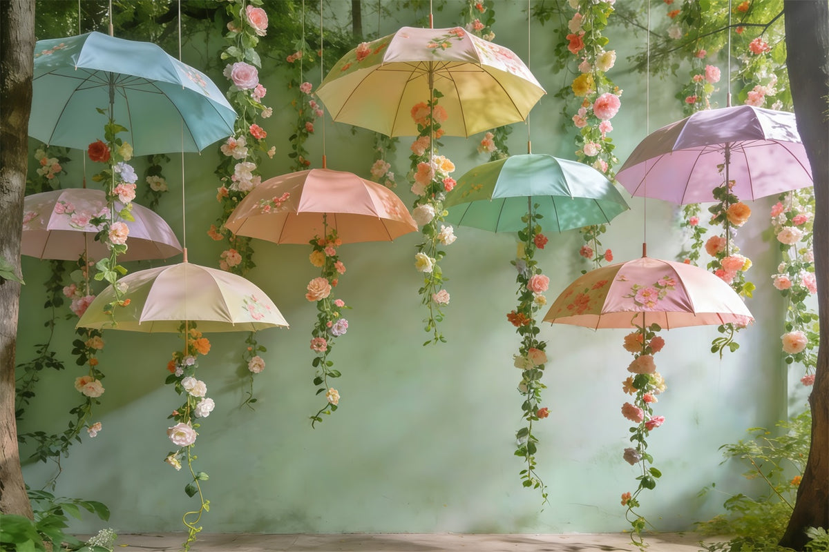 Spring Break Backdrop Hanging Umbrella Blossom Canopy Spring Backdrop