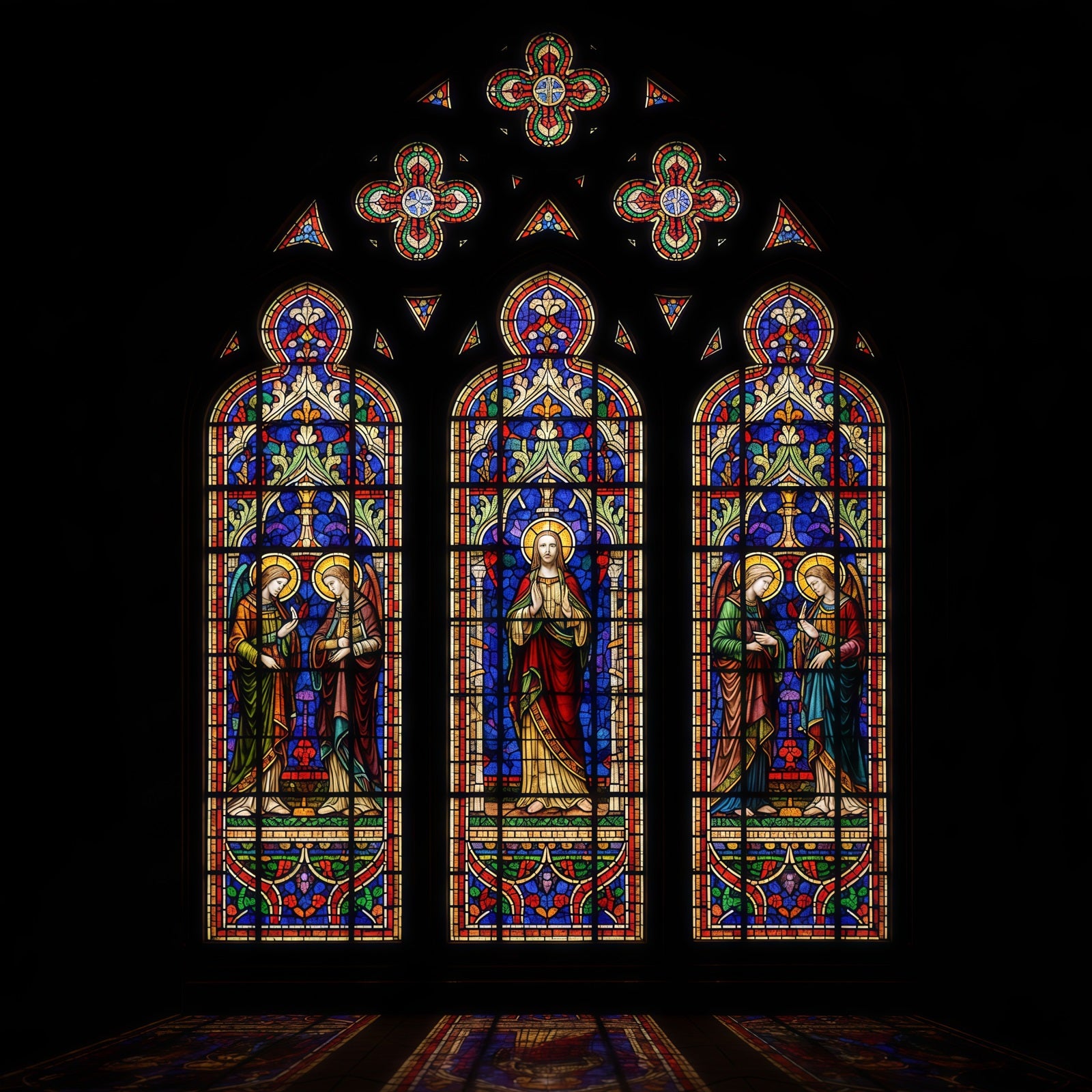 Stained Glass Window Backdrop Sacred Trinity Religious Scene Happy Easter Backdrop CSH61-16