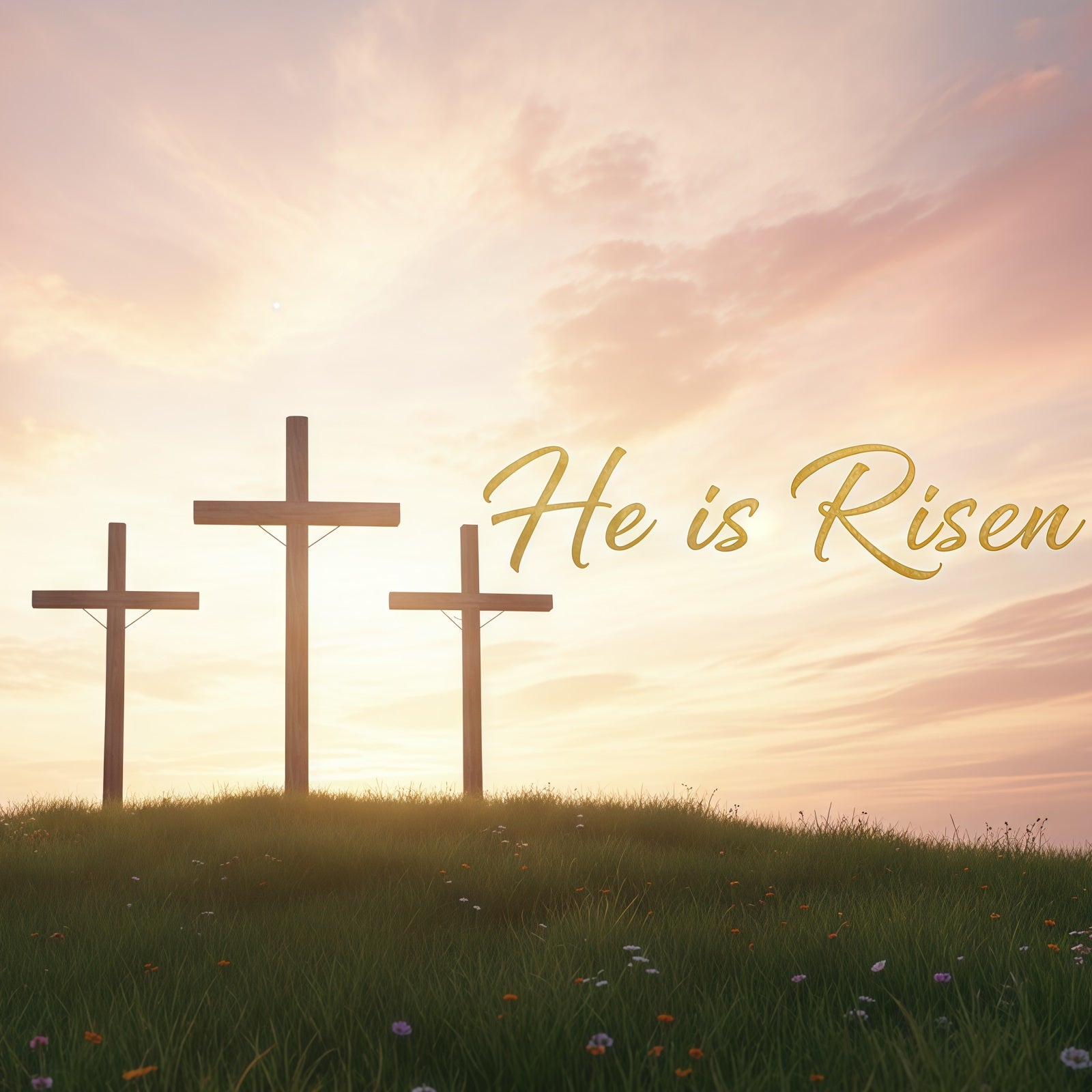 Church Easter Backdrops Sunrise Cross Resurrection Hill Easter Backdrop For Pictures CSH61-17
