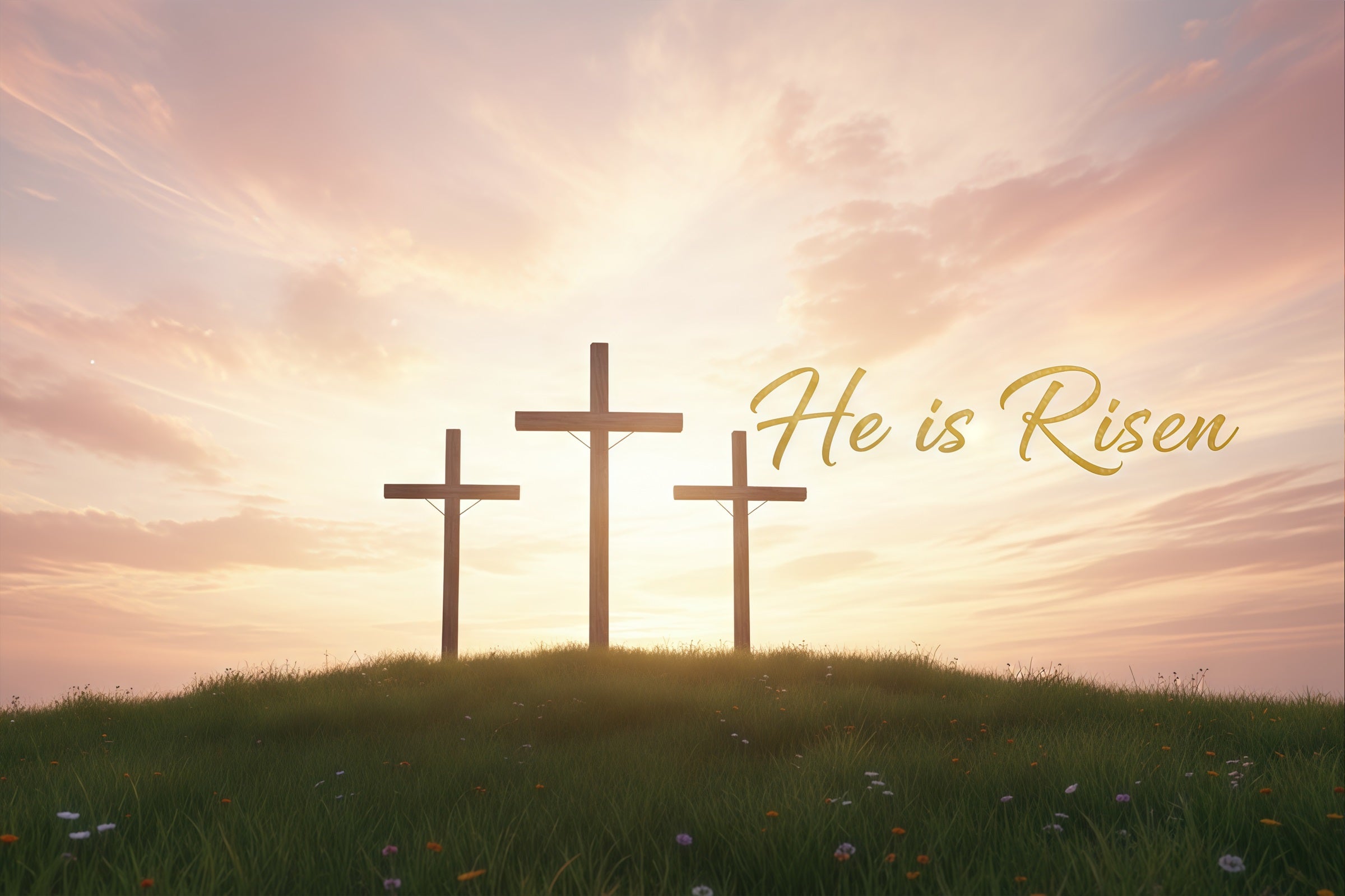 Church Easter Backdrops Sunrise Cross Resurrection Hill Easter Backdrop For Pictures CSH61-17