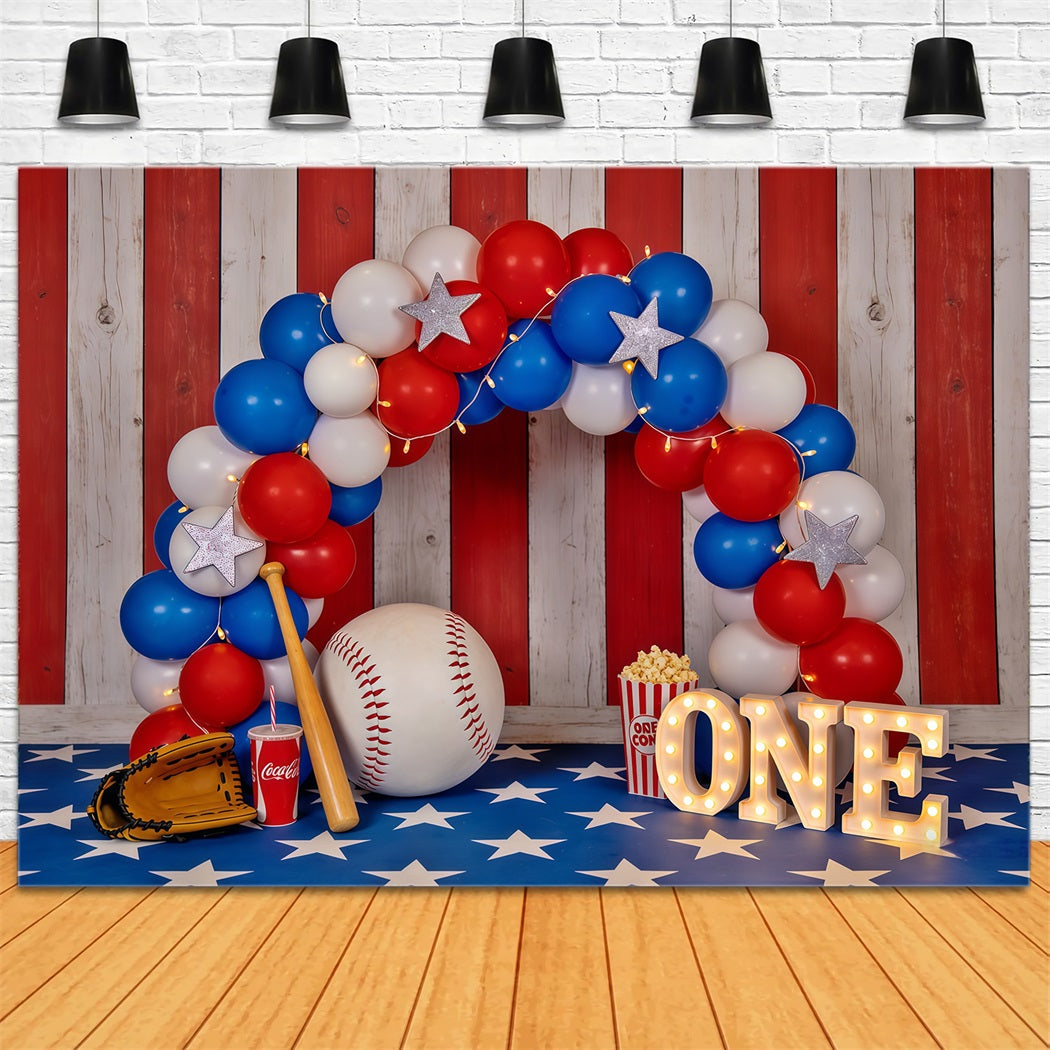 Baseball Photography Backdrop Balloon Arch 1st Birthday Sports Backdrop CSH61-173