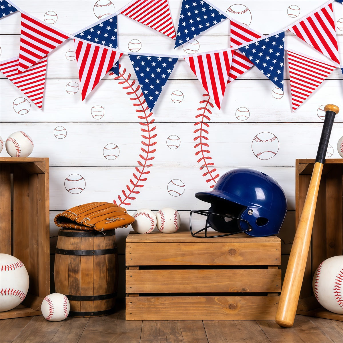Baseball Backdrop Vintage Dugout Party Decor Sports Photography Backdrops CSH61-174