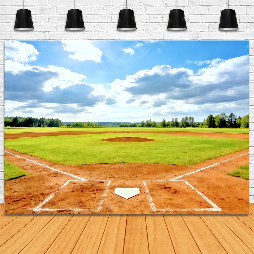 Baseball Backdrops Sunny Home Plate Field Sports Photography Backdrops CSH61-176