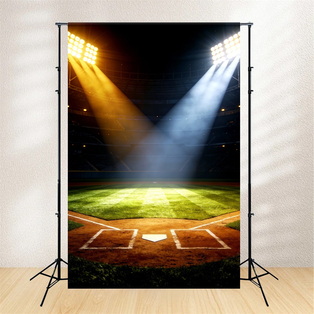 Baseball Backdrop For Pictures Dual Color Stadium Lights Sports Photo Backdrops CSH61-179