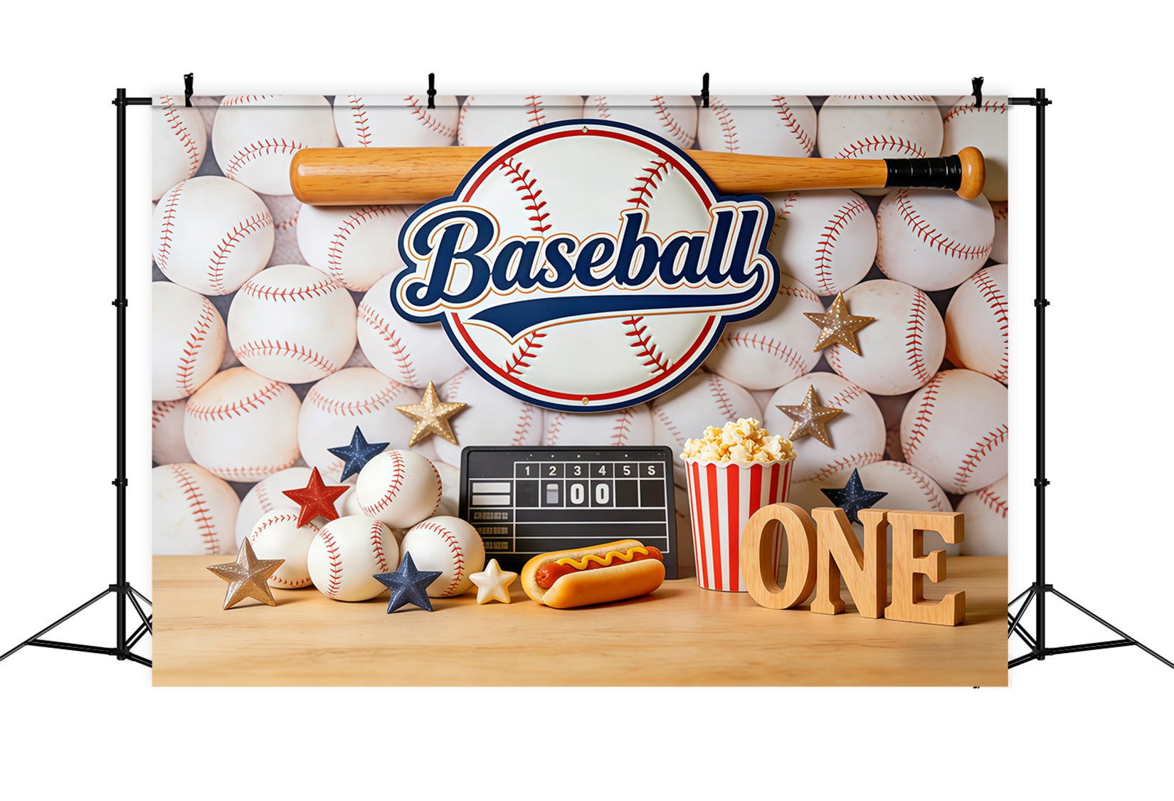 Baseball Photo Backdrop 1st Birthday Party Decor Sports Theme Backdrop CSH61-182