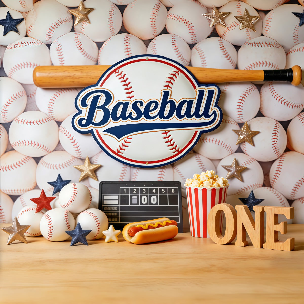 Baseball Photo Backdrop 1st Birthday Party Decor Sports Theme Backdrop CSH61-182