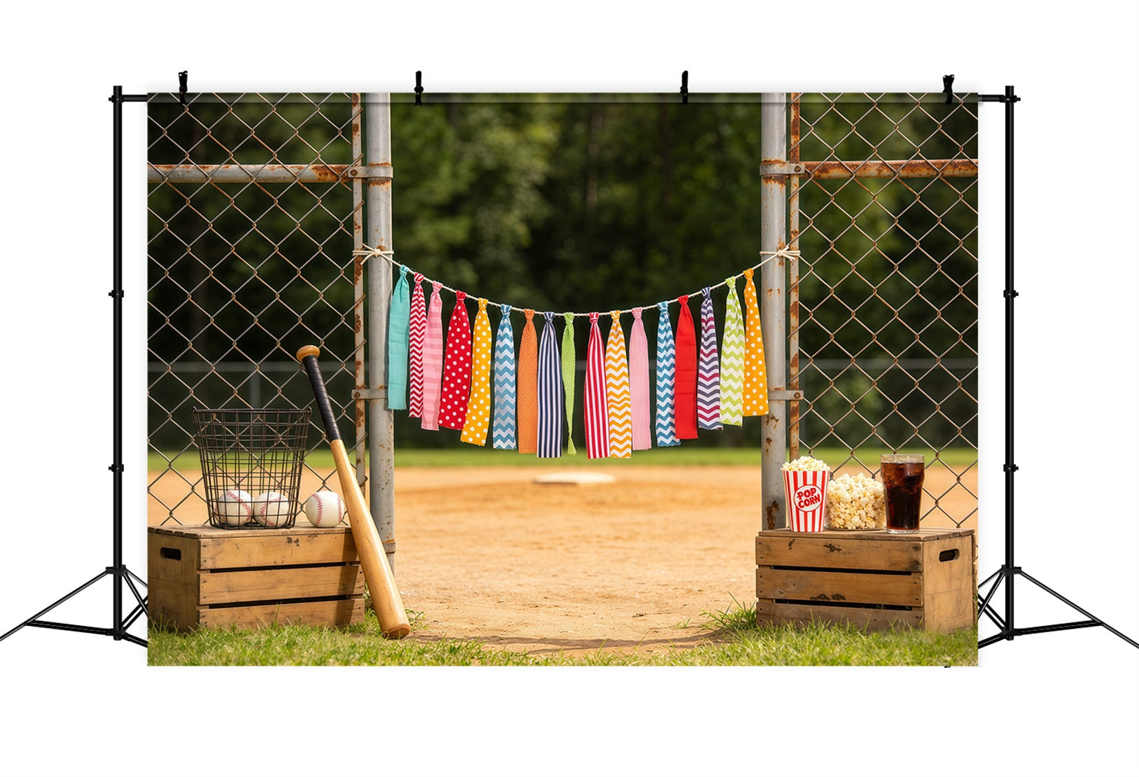Baseball Field Backdrop Playful Dugout Party Gate Sports Theme Backdrop CSH61-183