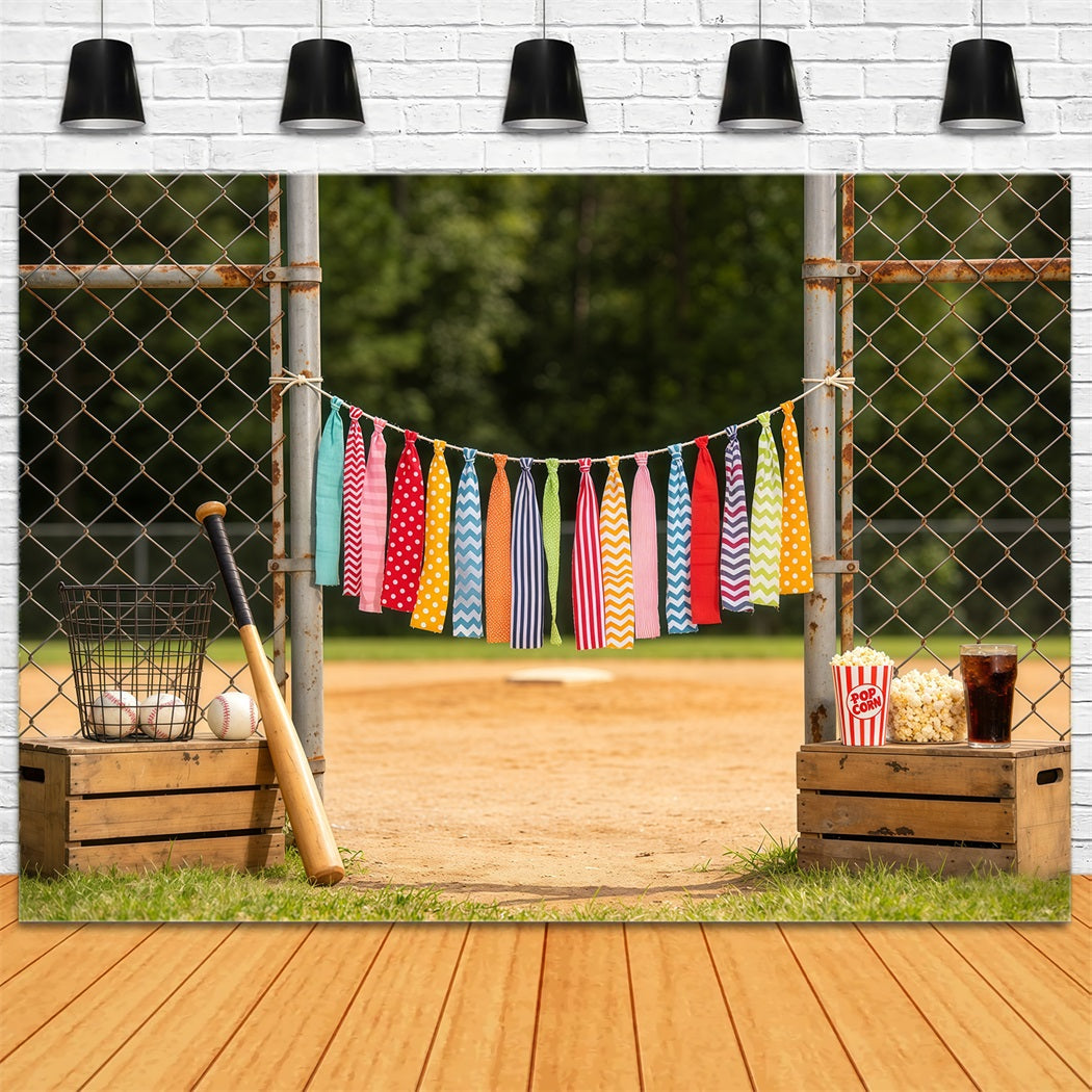 Baseball Field Backdrop Playful Dugout Party Gate Sports Theme Backdrop CSH61-183