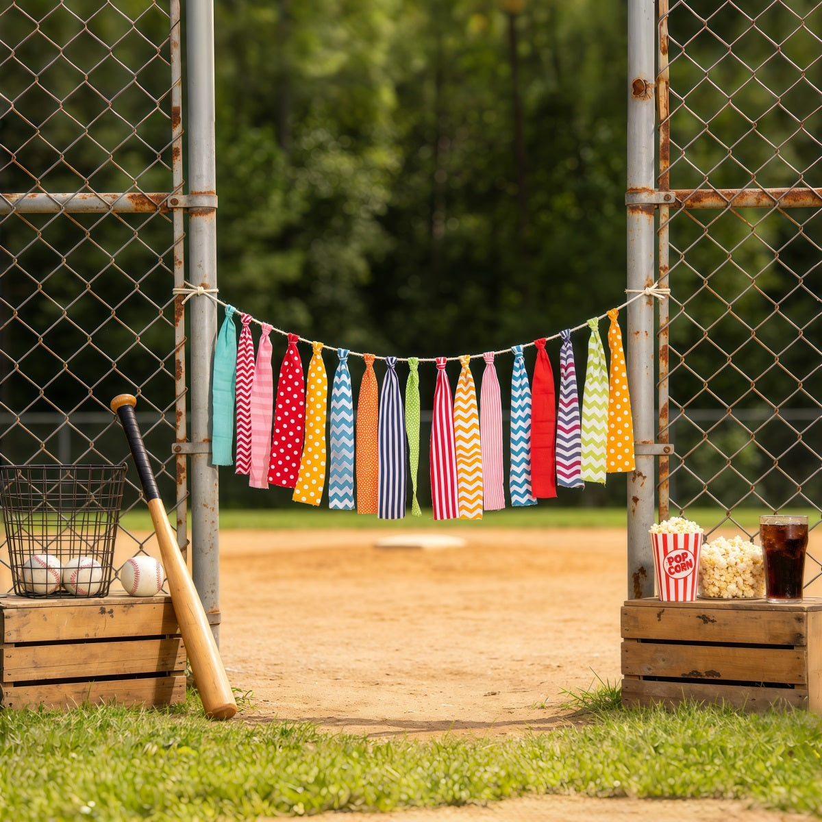 Baseball Field Backdrop Playful Dugout Party Gate Sports Theme Backdrop CSH61-183