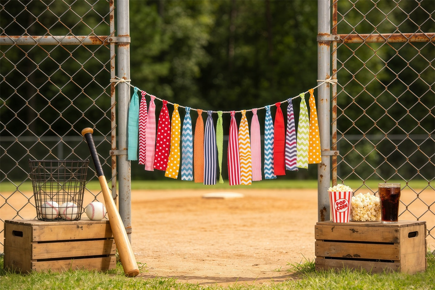 Baseball Field Backdrop Playful Dugout Party Gate Sports Theme Backdrop CSH61-183