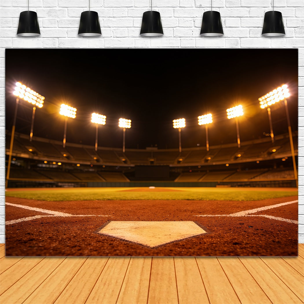Baseball Stadium Backdrop Golden Night Home Plate Sports Photo Backdrops CSH61-184