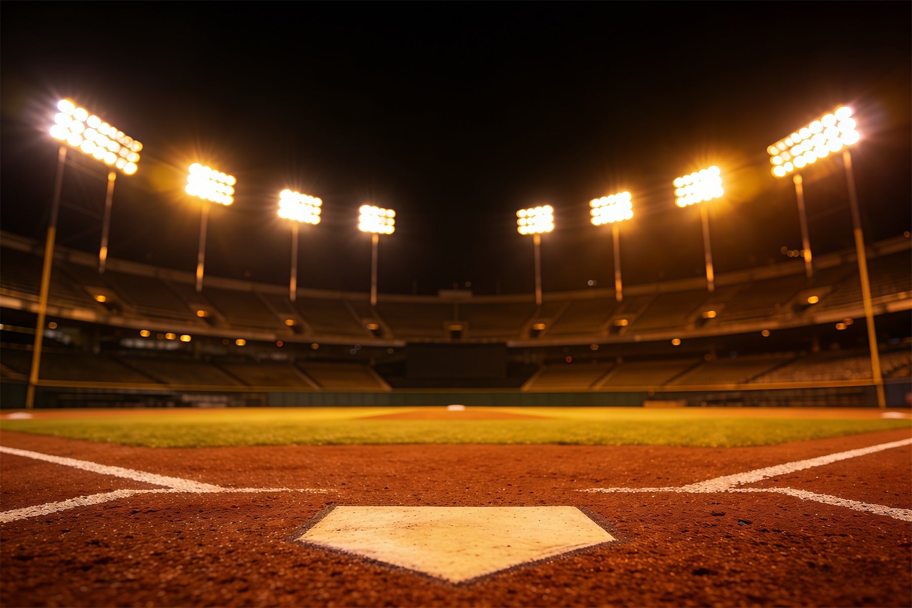 Baseball Stadium Backdrop Golden Night Home Plate Sports Photo Backdrops CSH61-184