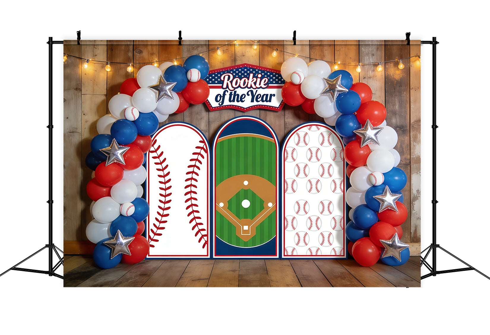 Baseball Photo Backdrop Rookie Year Balloon Arch Sports Photography Backdrop CSH61-189