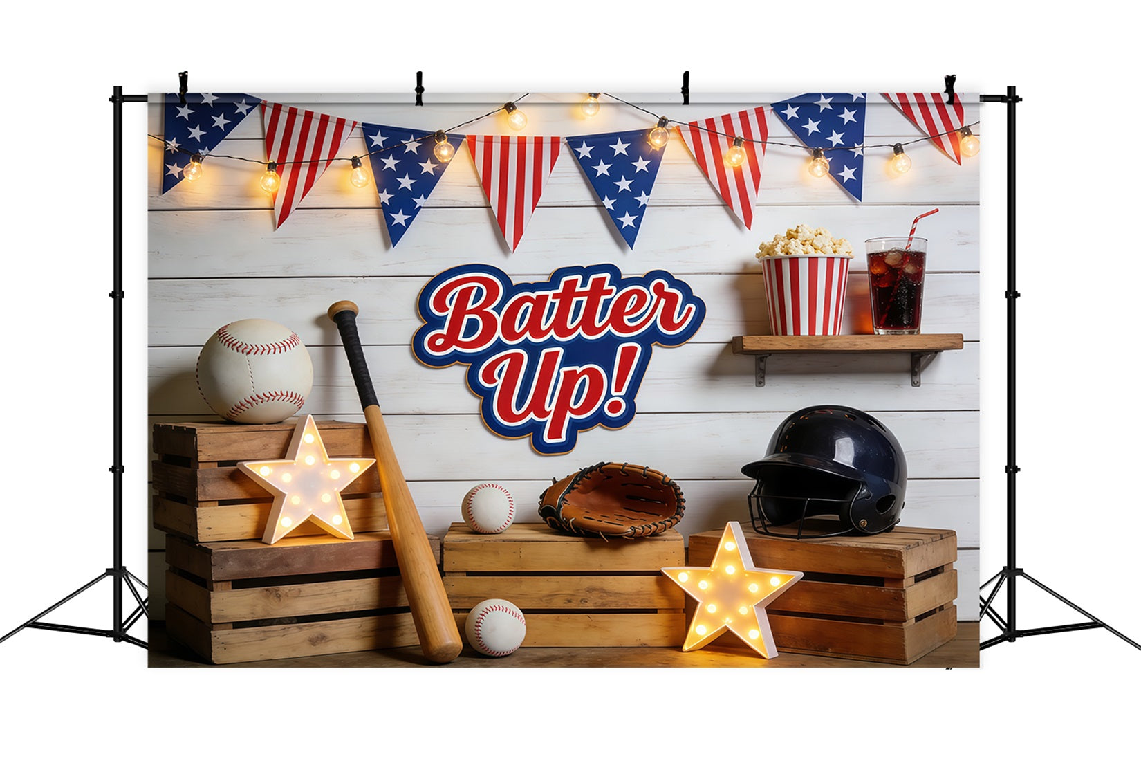 Baseball Photo Backdrop Batter Up Dugout Decor Sports Theme Backdrop CSH61-191