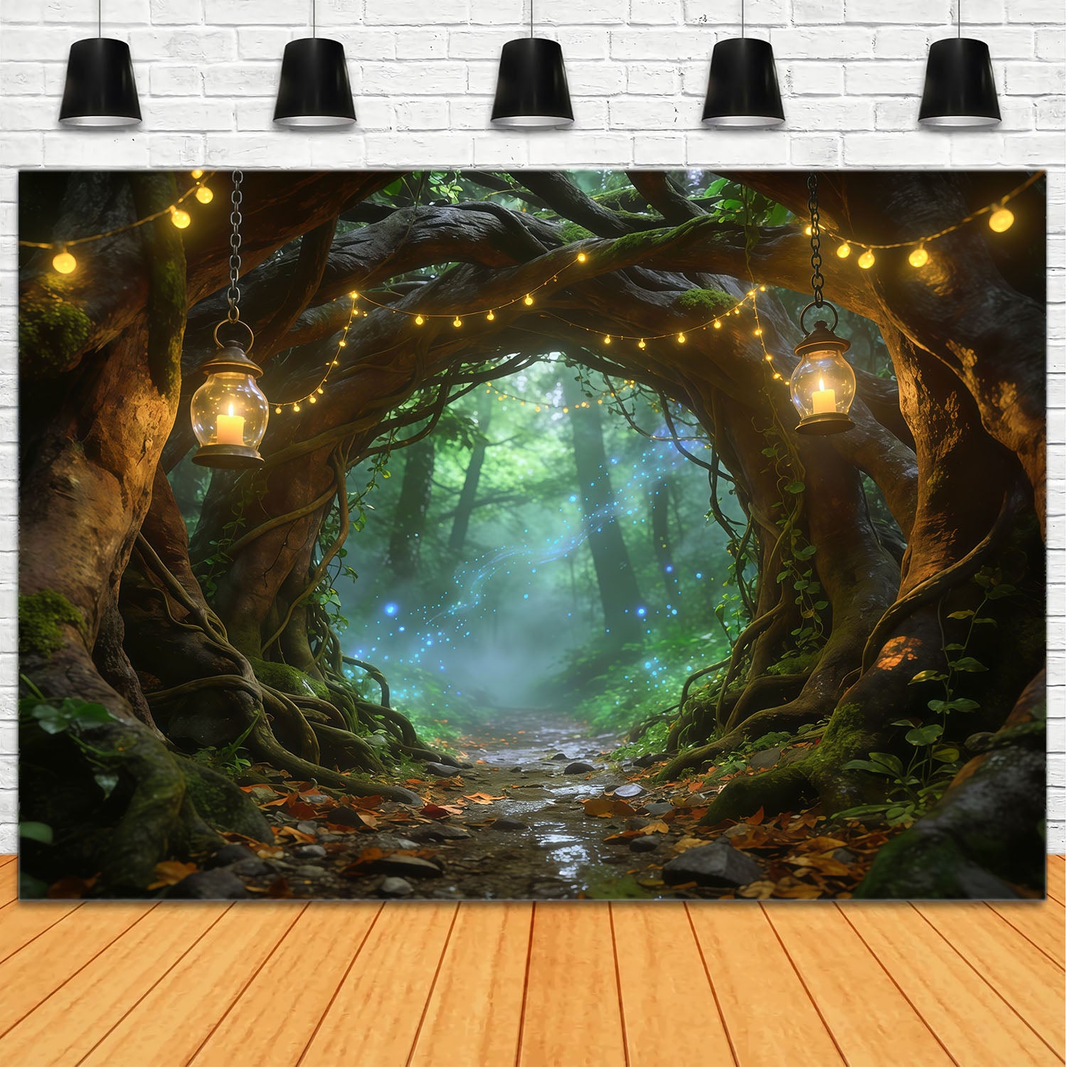 Fantasy Forest Backdrop Lantern Arch Woodland Path Forest Photography Backdrop CSH61-197