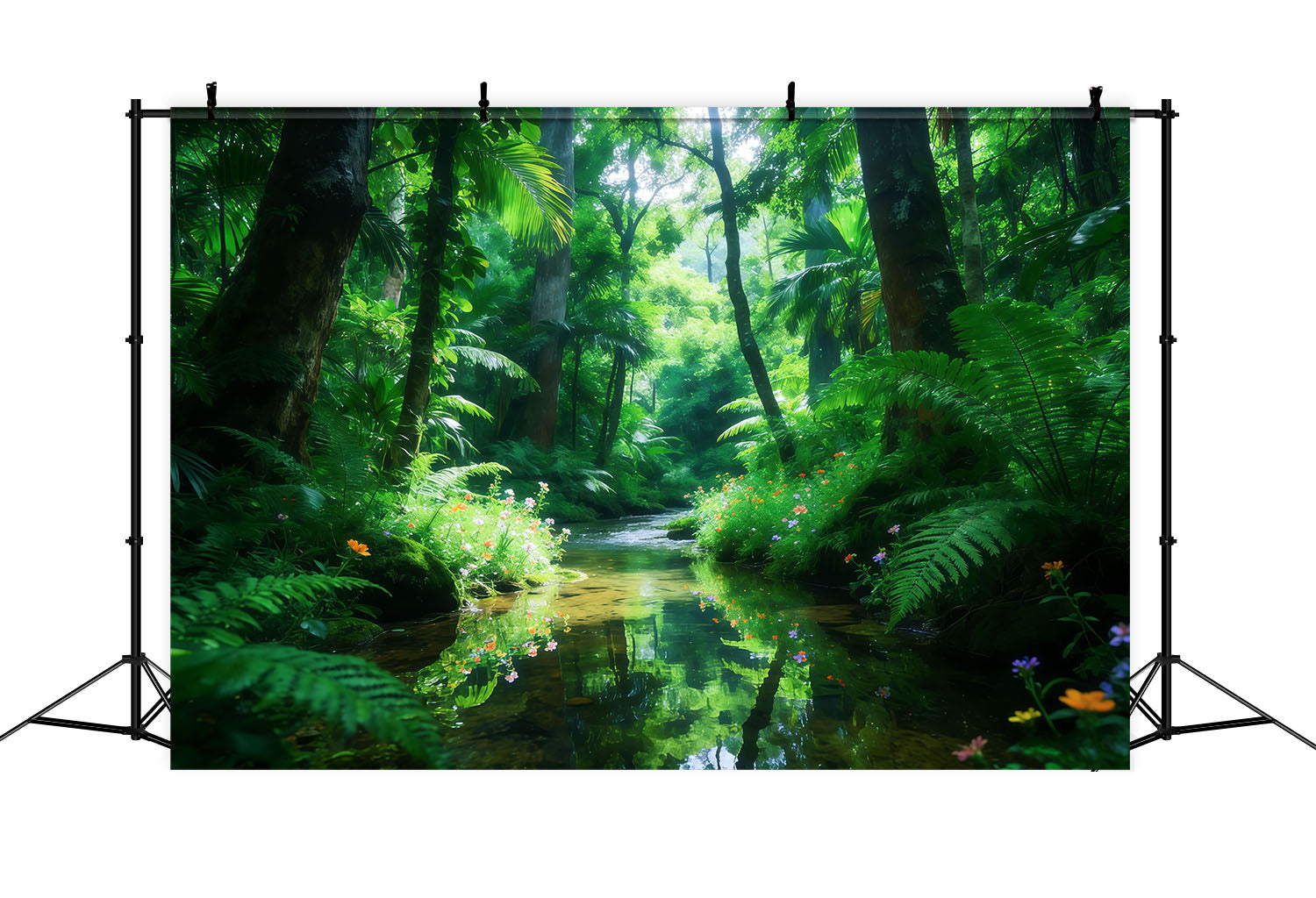Rainforest Backdrop Emerald Stream Jungle Light Forest Backdrop Photography CSH61-198