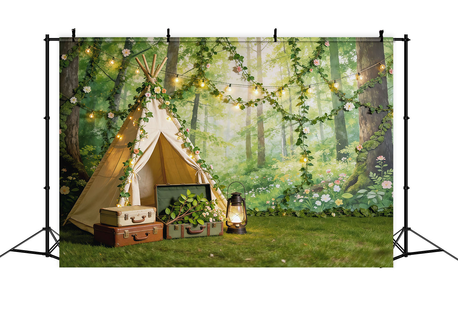 Fairy Forest Backdrop Enchanted Woodland Picnic Camp Photography Backdrop Forest CSH61-199