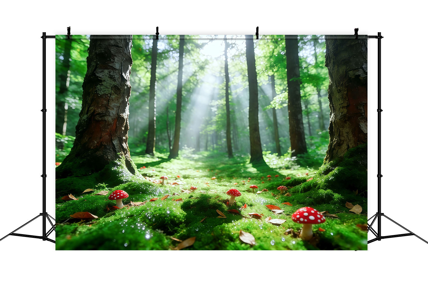 Woodland Forest Backdrop Sunbeam Moss Mushroom Glade Forest Backdrops For Photography CSH61-201