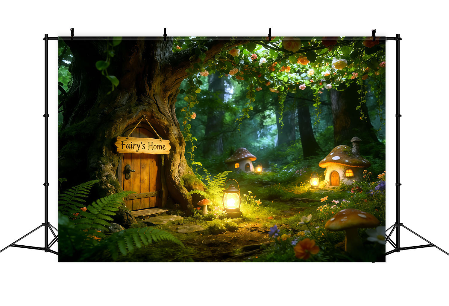 Fairy Forest Backdrop Fairy Door Lantern Hollow Forest Themed Backdrop CSH61-204