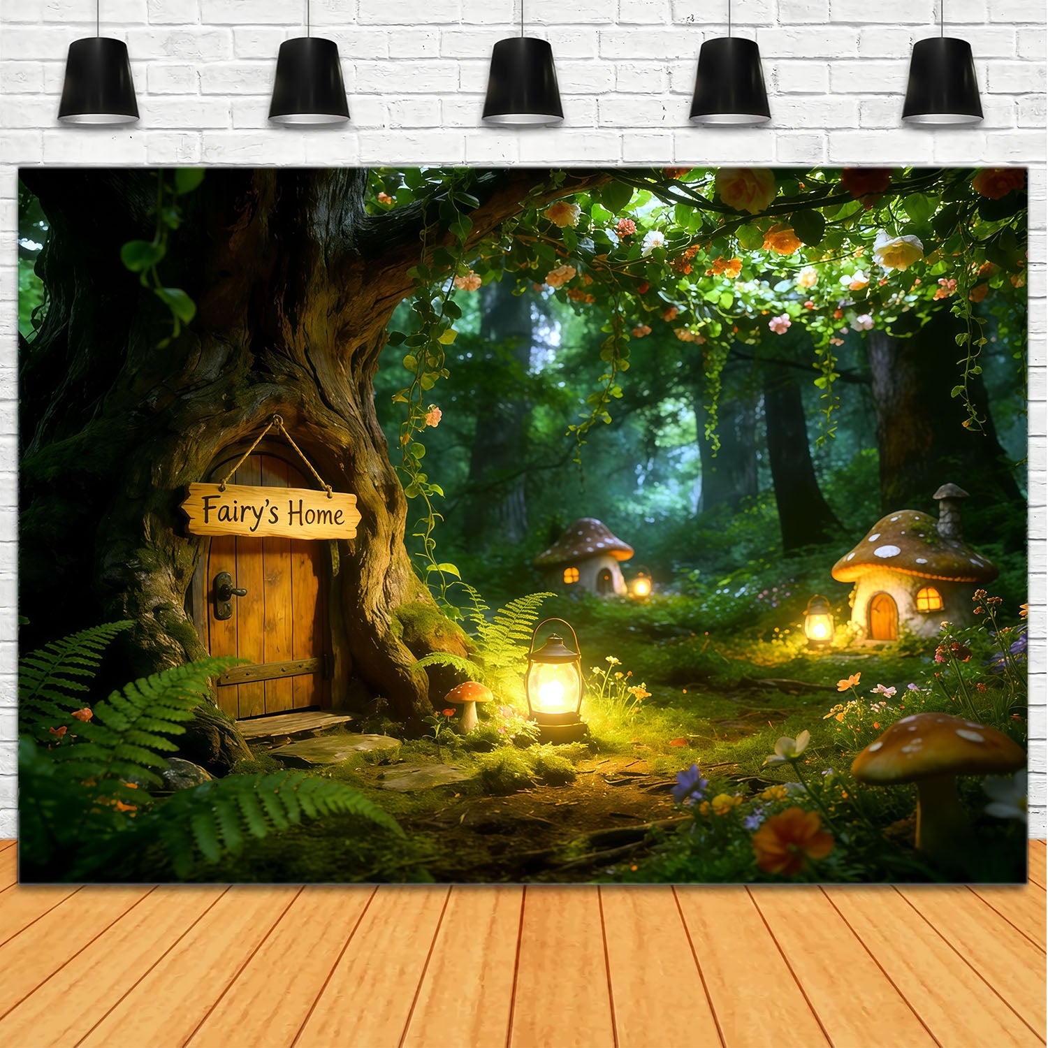 Fairy Forest Backdrop Fairy Door Lantern Hollow Forest Themed Backdrop CSH61-204