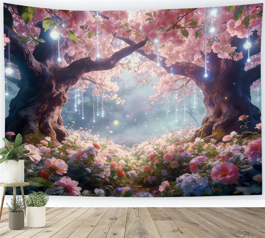 Twilight Forest Backdrop Blush Blossom Light Canopy Forest Backdrop Photography CSH61-206