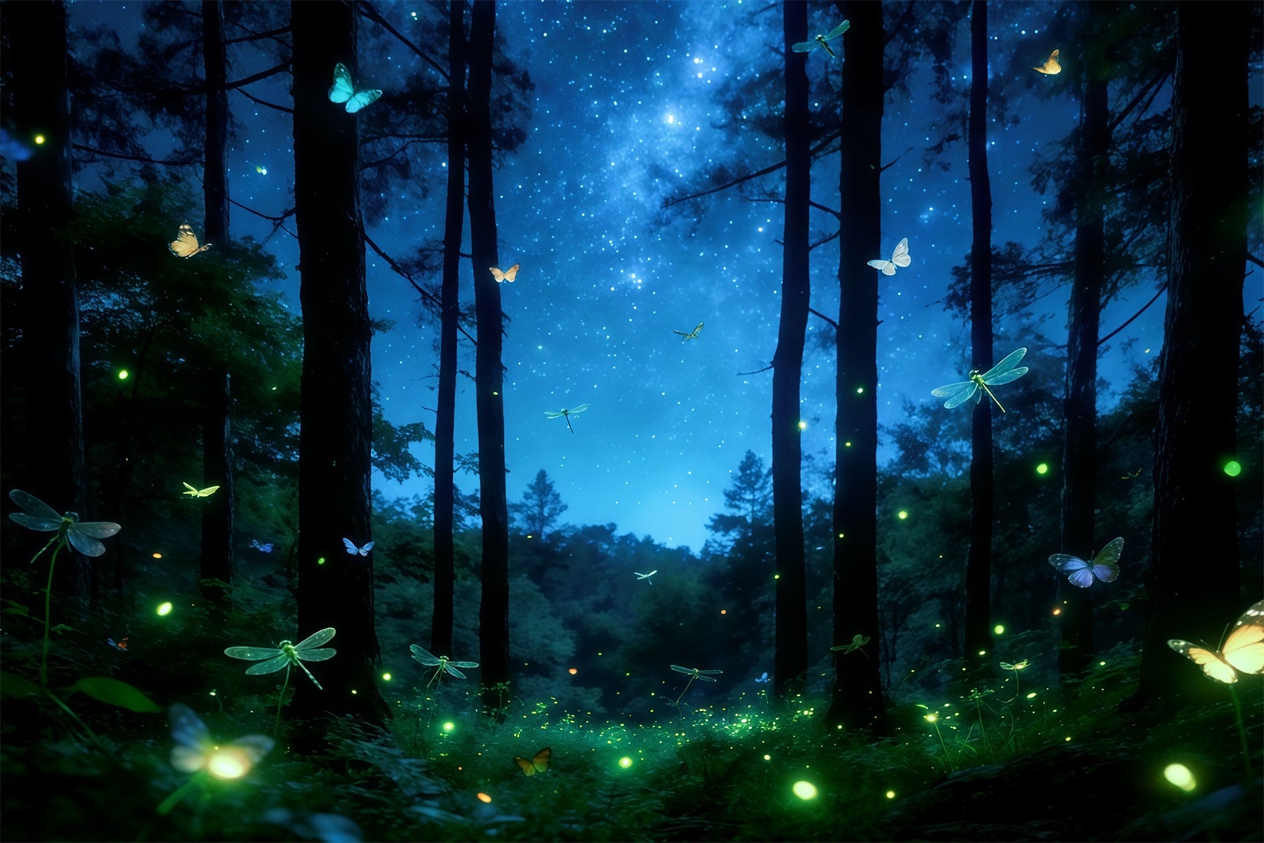 Enchanted Forest Backdrop Starlit Butterfly Dream Grove Forest Photography Backdrop CSH61-207