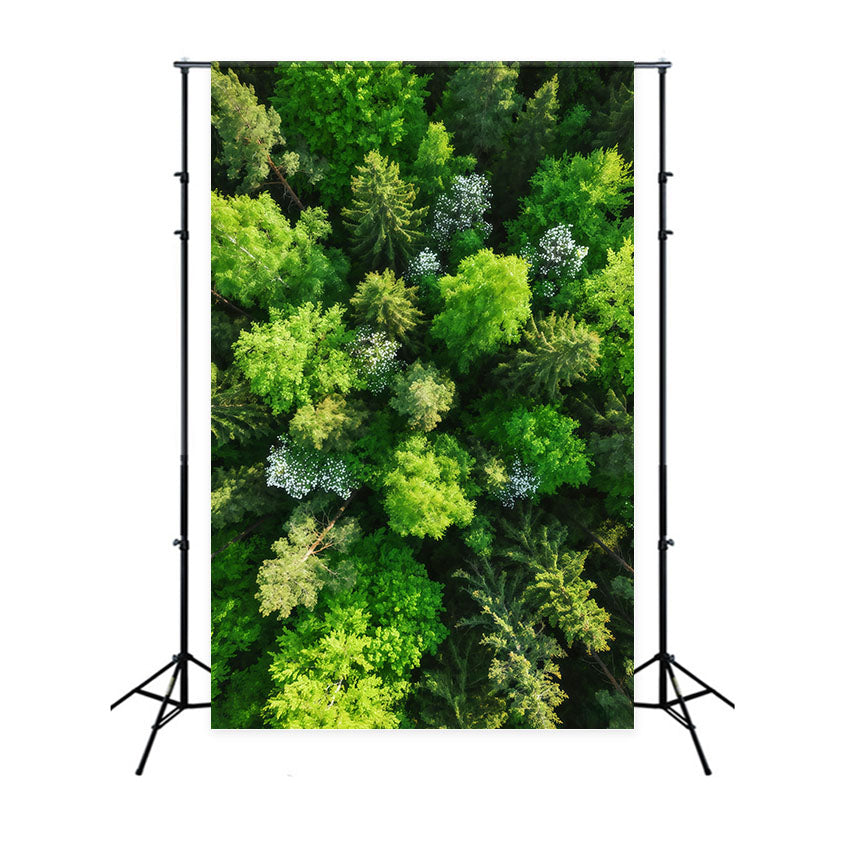 Pine Forest Backdrop Emerald Canopy Aerial View Forest Photography Backdrop CSH61-216