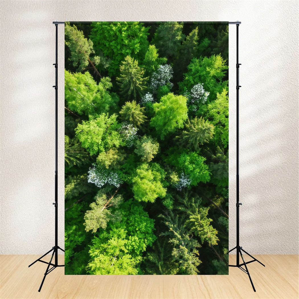 Pine Forest Backdrop Emerald Canopy Aerial View Forest Photography Backdrop CSH61-216