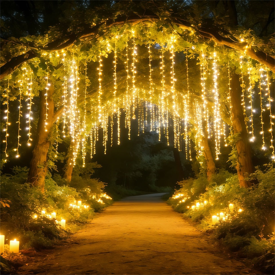 Night Forest Backdrop Golden Light Curtain Forest Path Twilight Forest Backdrop CSH61-217