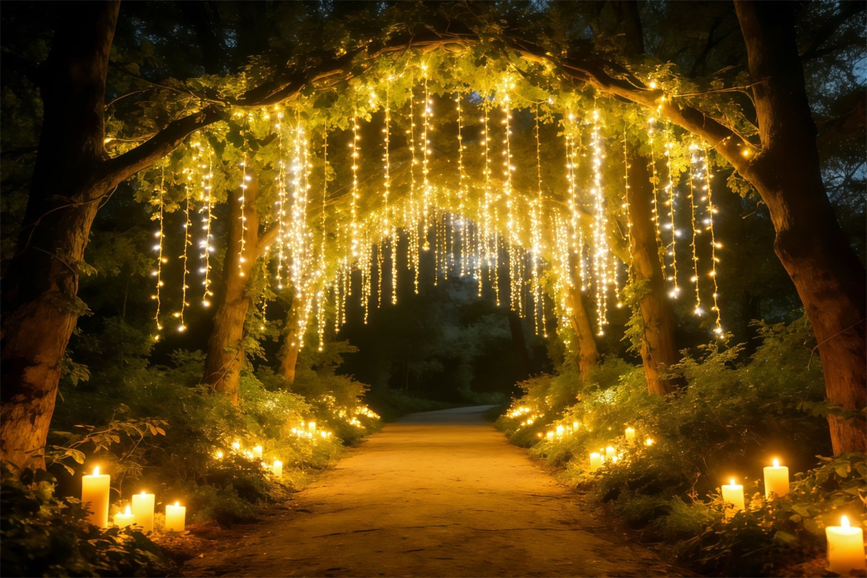 Night Forest Backdrop Golden Light Curtain Forest Path Twilight Forest Backdrop CSH61-217