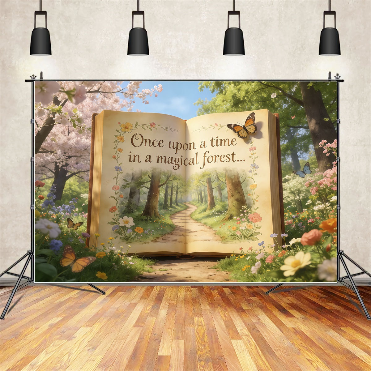 Fairytale Forest Backdrop Storybook Garden Open Pages Forest Photography Backdrop CSH61-220