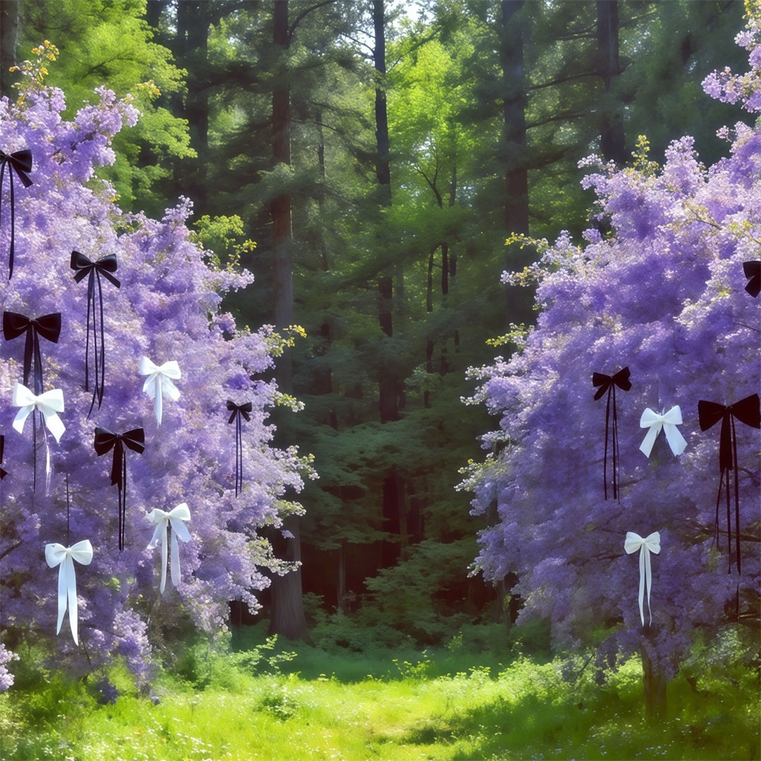 Forest Photography Backdrop Lavender Bow Blossom Grove Fantasy Forest Backdrop CSH61-221