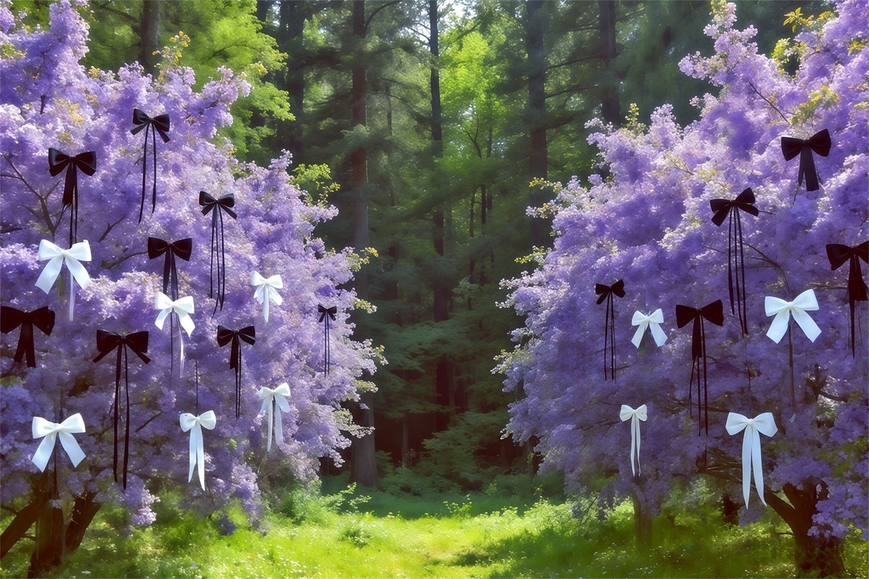 Forest Photography Backdrop Lavender Bow Blossom Grove Fantasy Forest