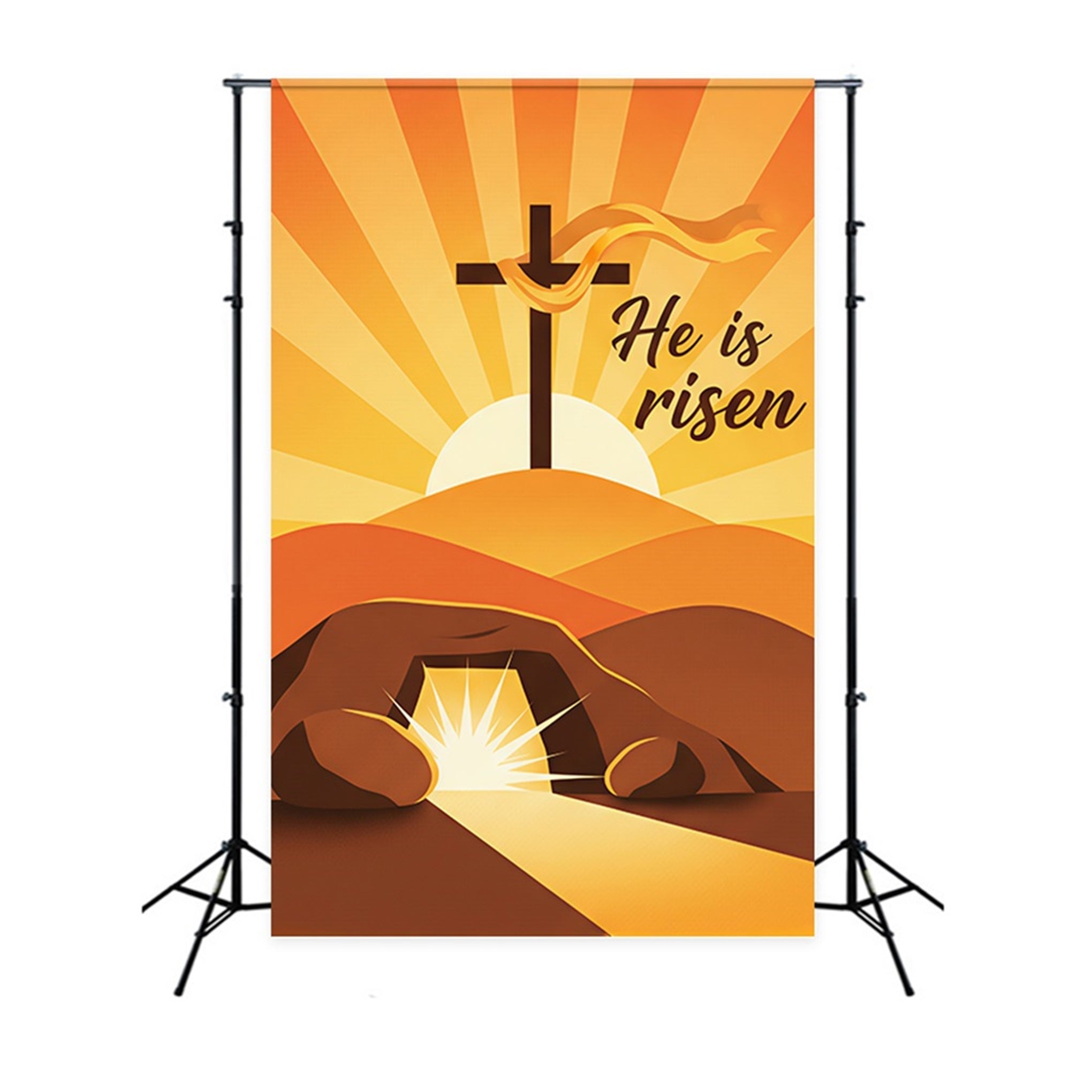 Easter Backdrops For Church Risen Cross Sunrise Hills Easter Backdrop Ideas CSH61-3