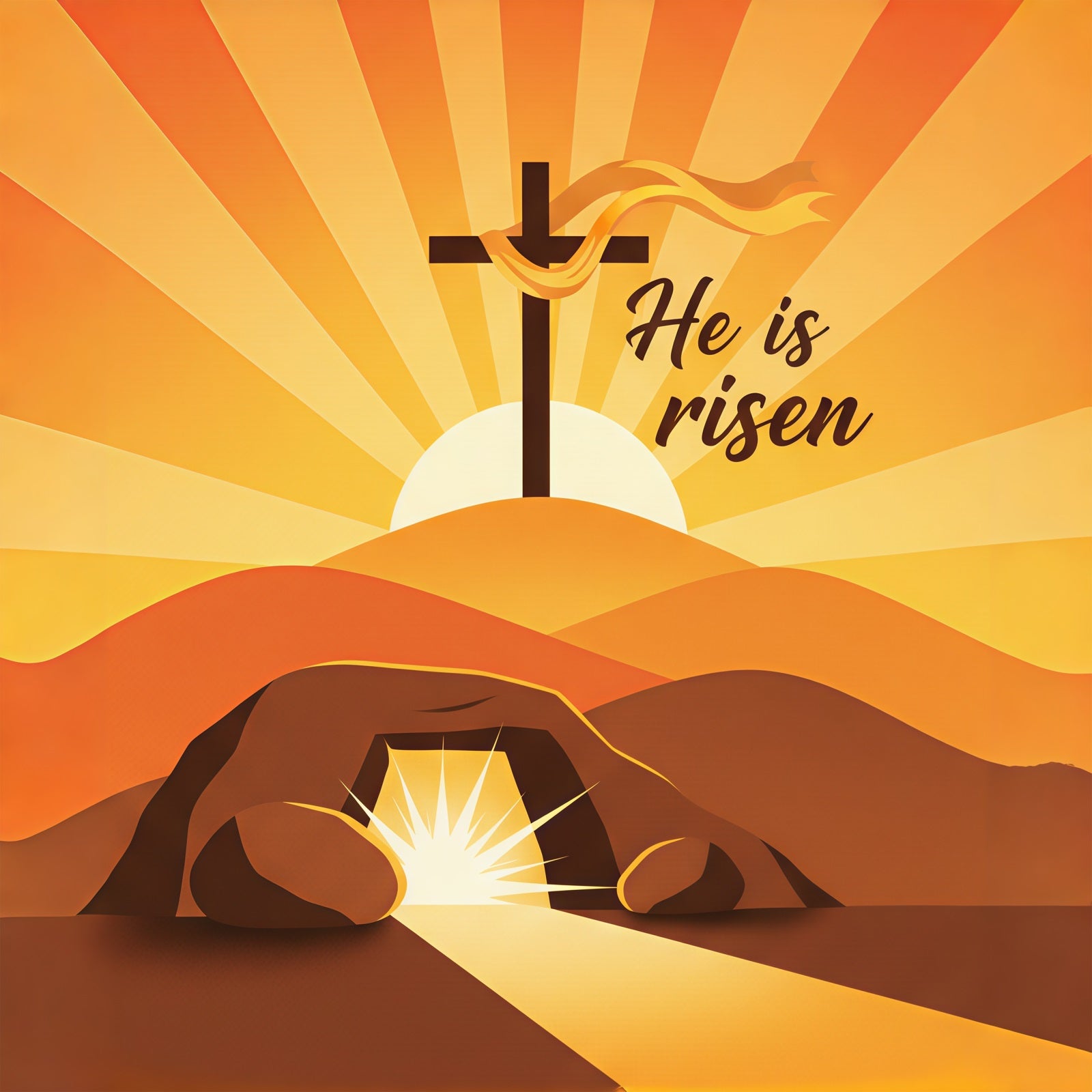 Easter Backdrops For Church Risen Cross Sunrise Hills Easter Backdrop Ideas CSH61-3
