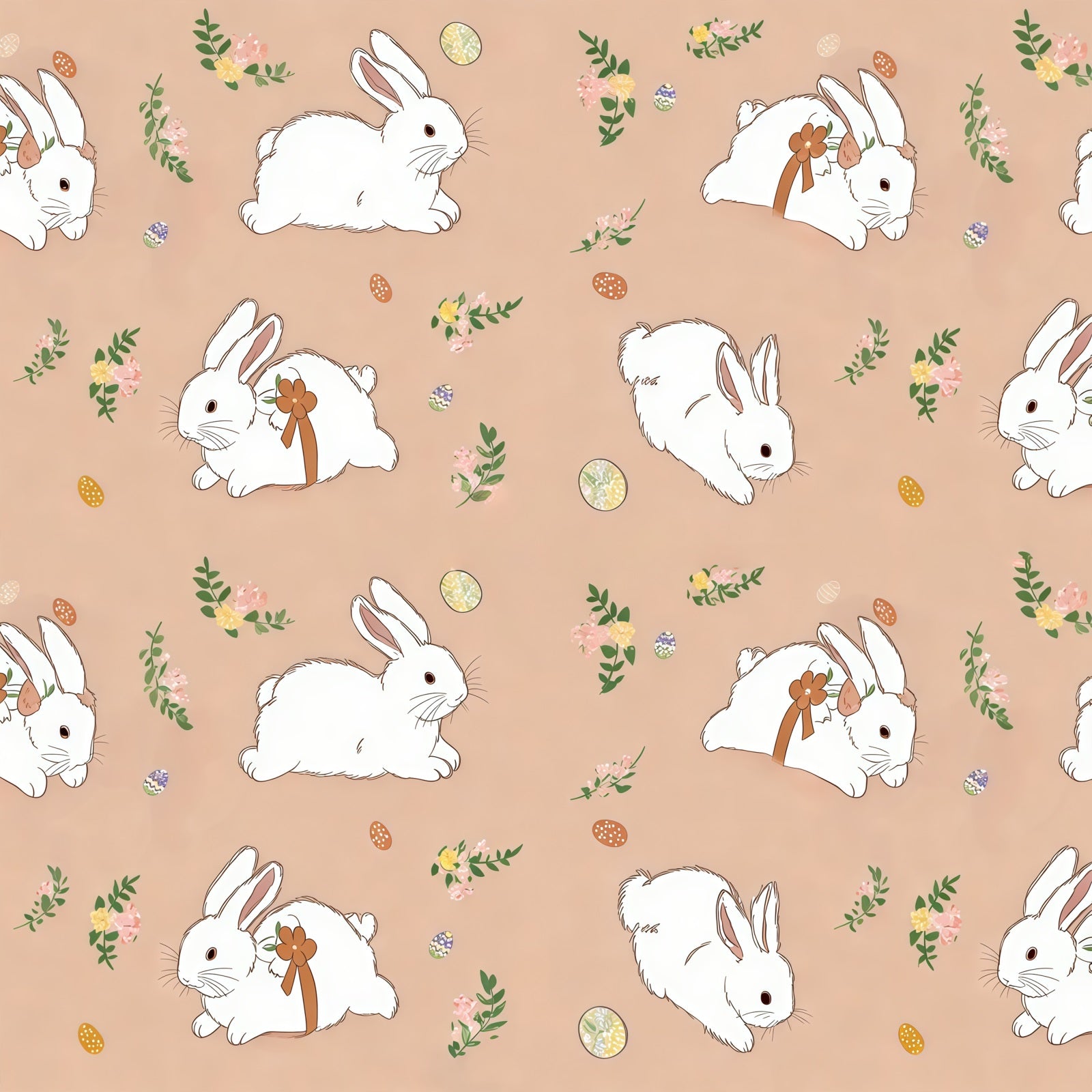 Easter Bunny Photo Backdrop Gentle Rabbit Floral Pattern Easter Backdrop Ideas CSH61-33