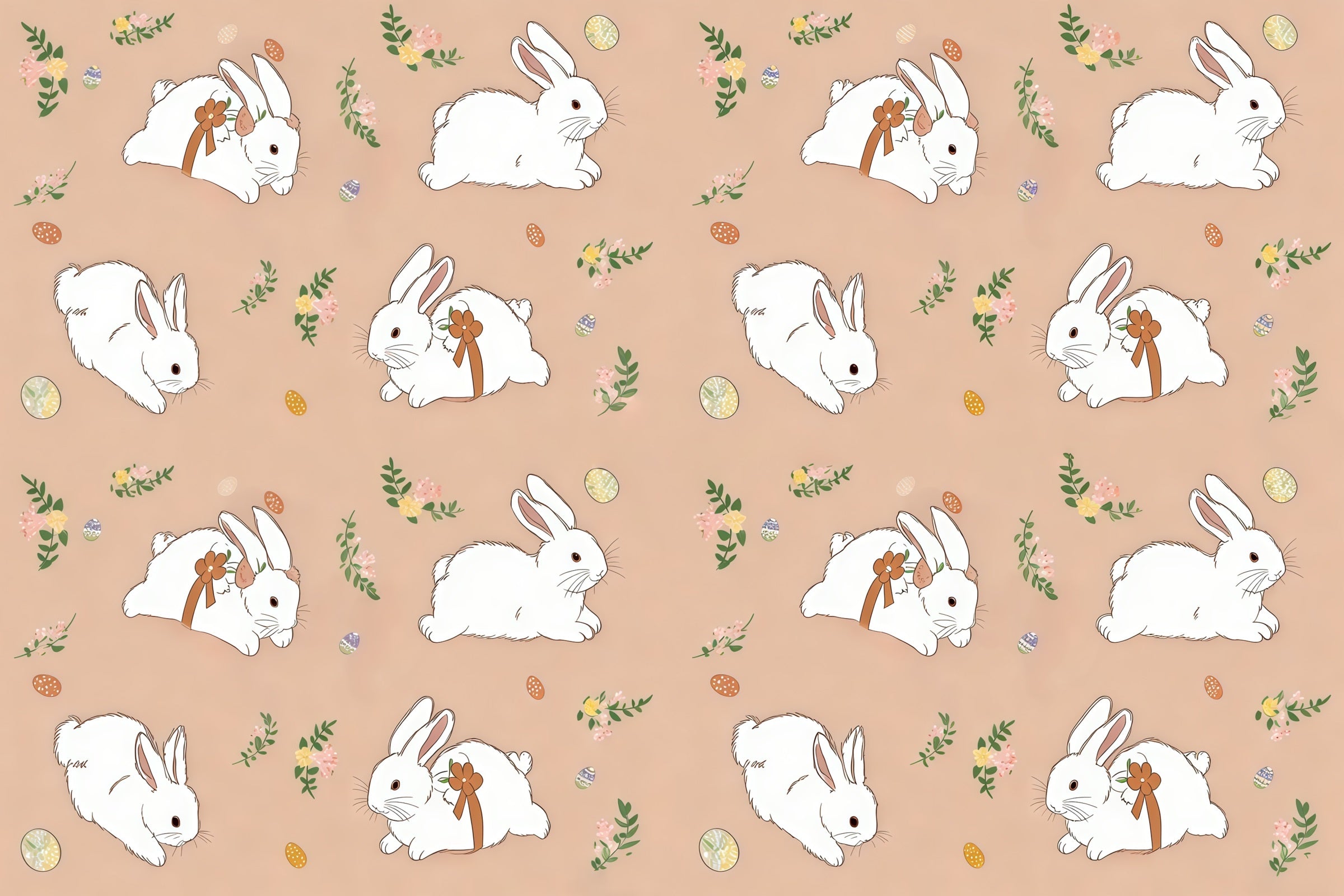 Easter Bunny Photo Backdrop Gentle Rabbit Floral Pattern Easter Backdrop Ideas CSH61-33