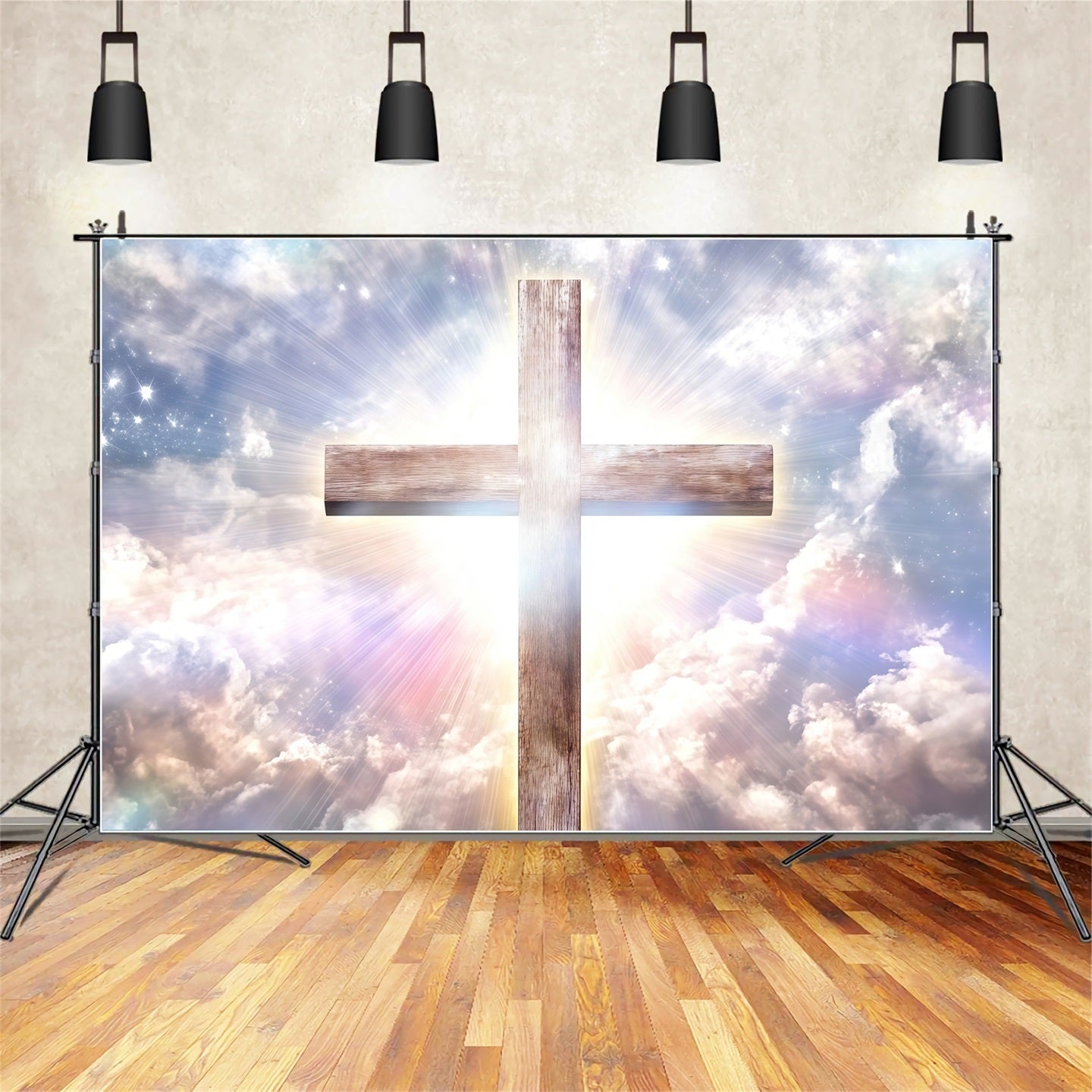 Cross Backdrops Radiant Heaven Cross Glory Easter Backdrop Ideas CSH61-37