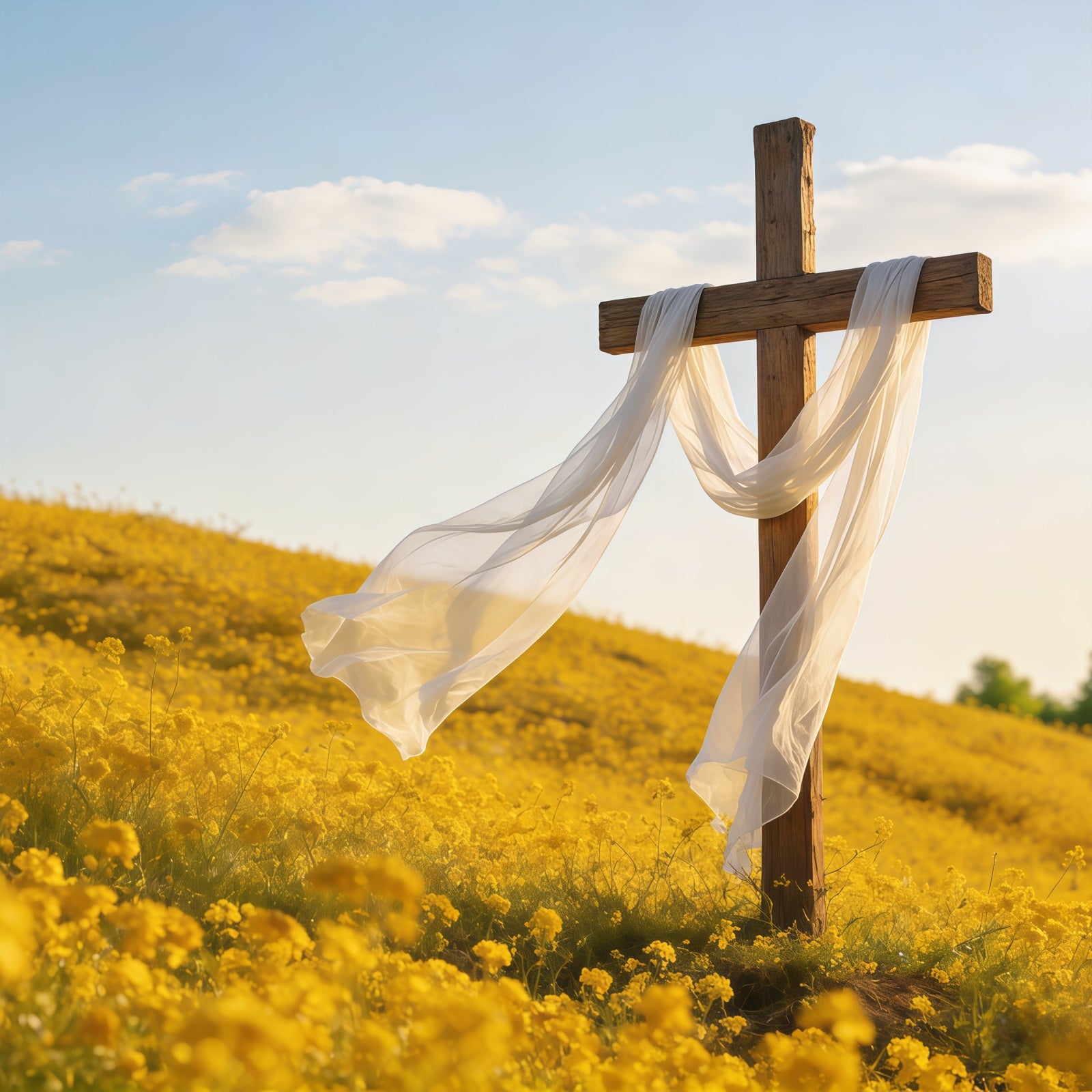 Cross Backdrops Golden Meadow Cross Sunrise Easter Picture Backdrops CSH61-38