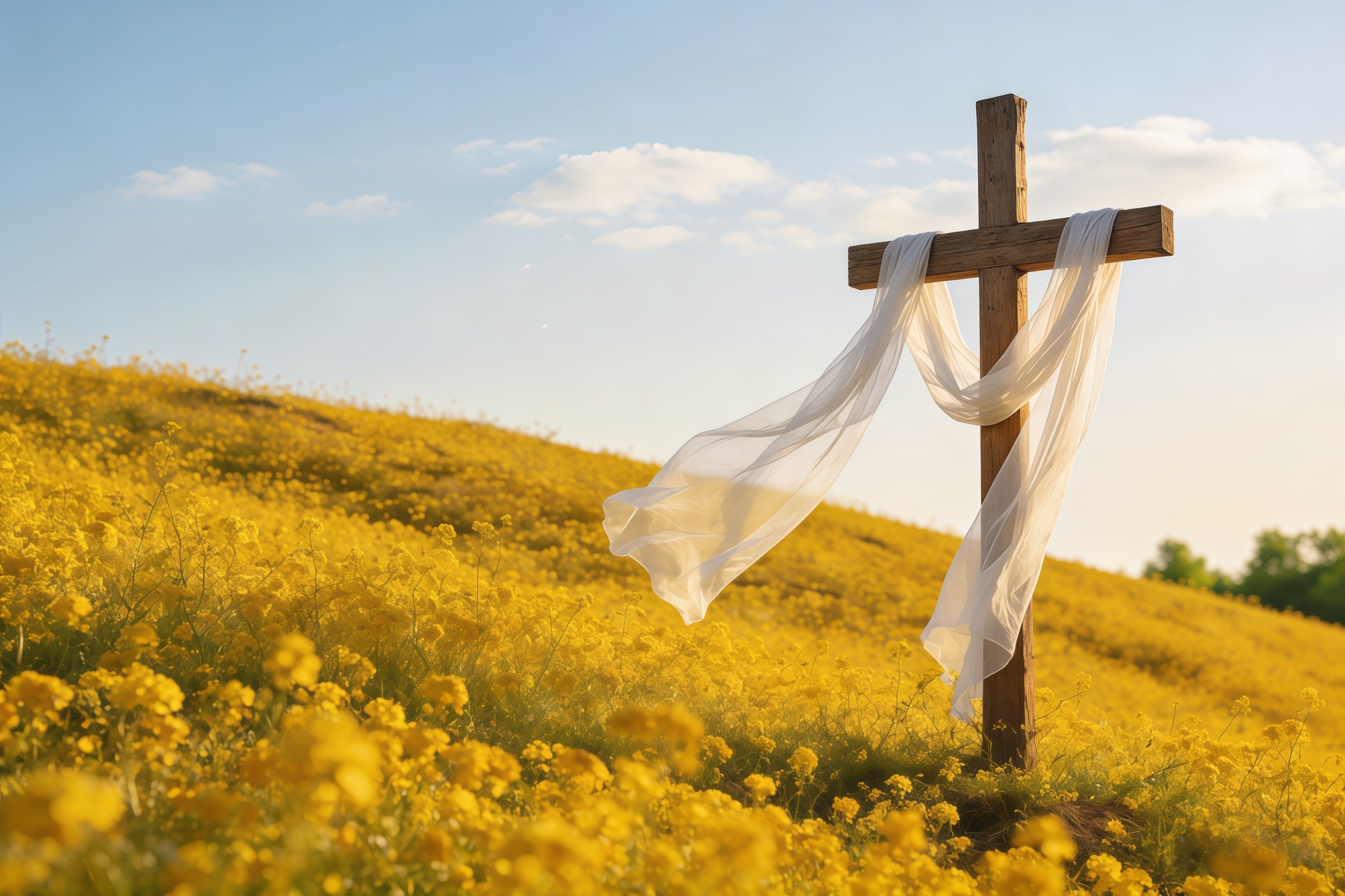Cross Backdrops Golden Meadow Cross Sunrise Easter Picture Backdrops CSH61-38