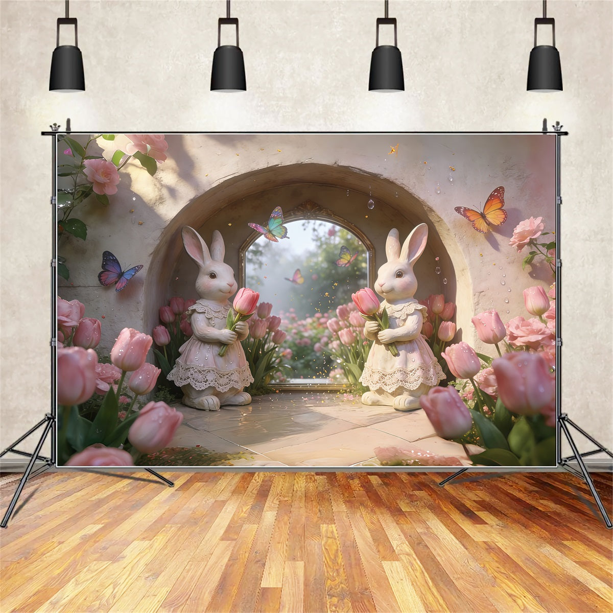 Easter Bunny Backdrop Ideas Romantic Floral Arch Garden Easter Backdrop Photography CSH61-48