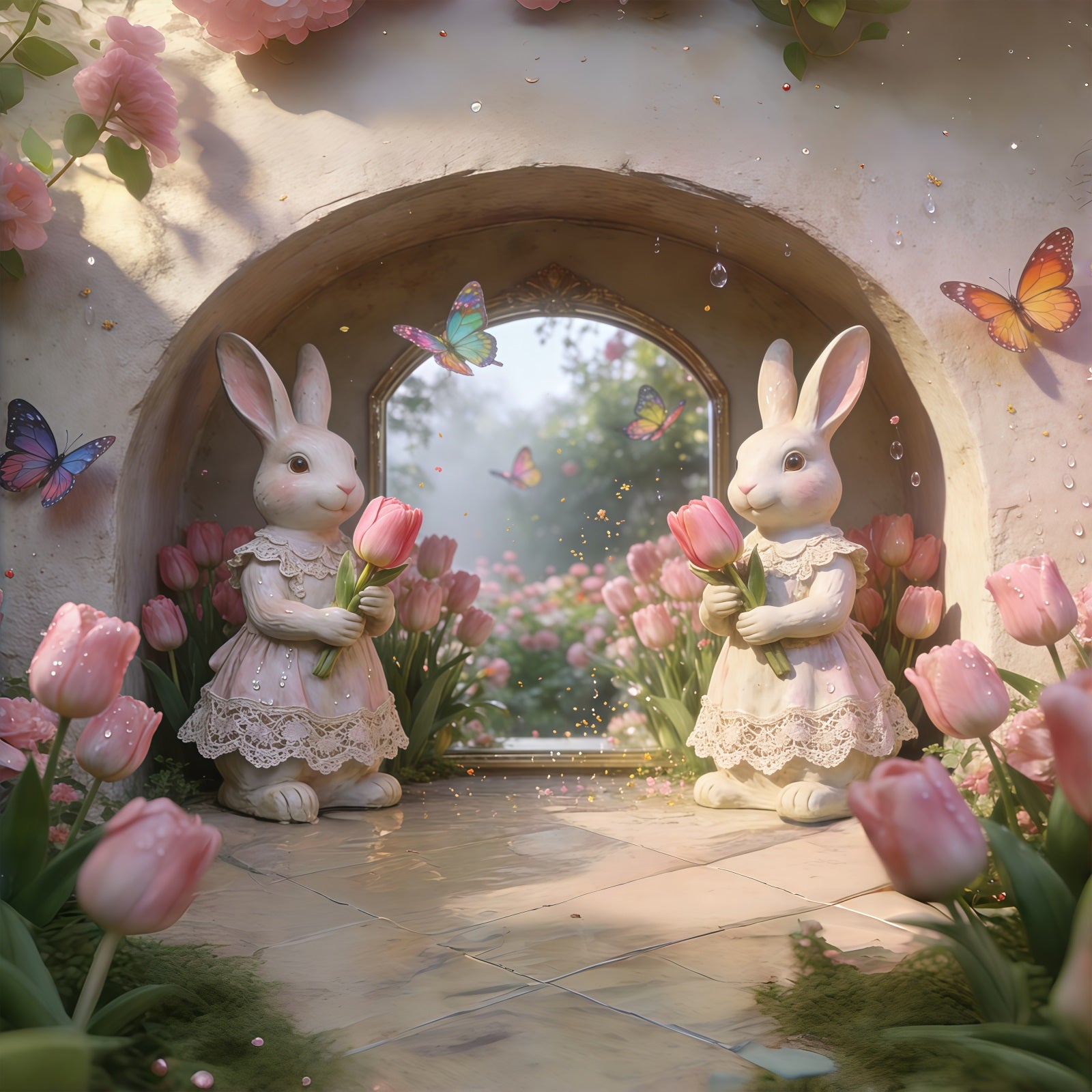 Easter Bunny Backdrop Ideas Romantic Floral Arch Garden Easter Backdrop Photography CSH61-48